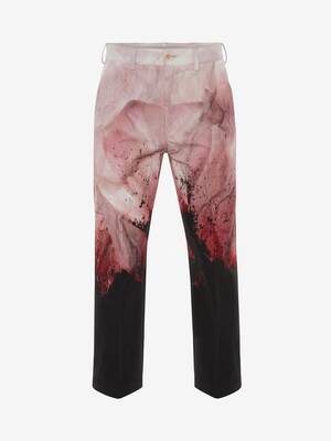 Flower Print Baggy Cotton Gabardine Trouser