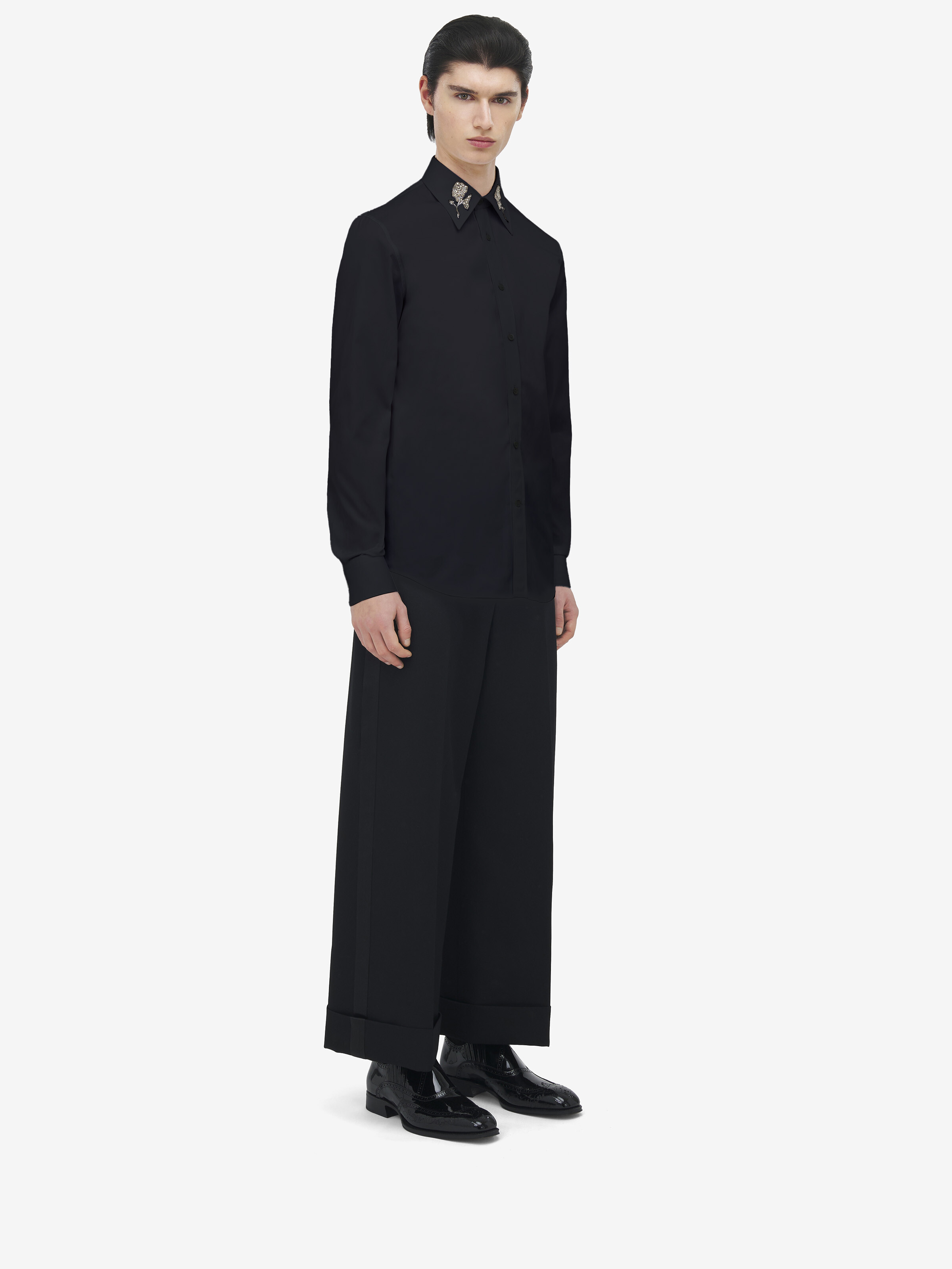 Sailor Tattoo Rose刺绣衬衫 in 100% 棉 | Alexander McQueen - image 3