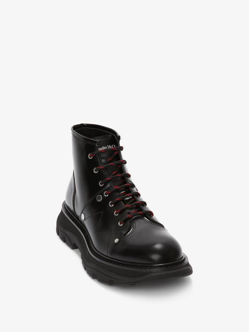 Alexander McQueen: Black Tread Lace-Up Tall Boots