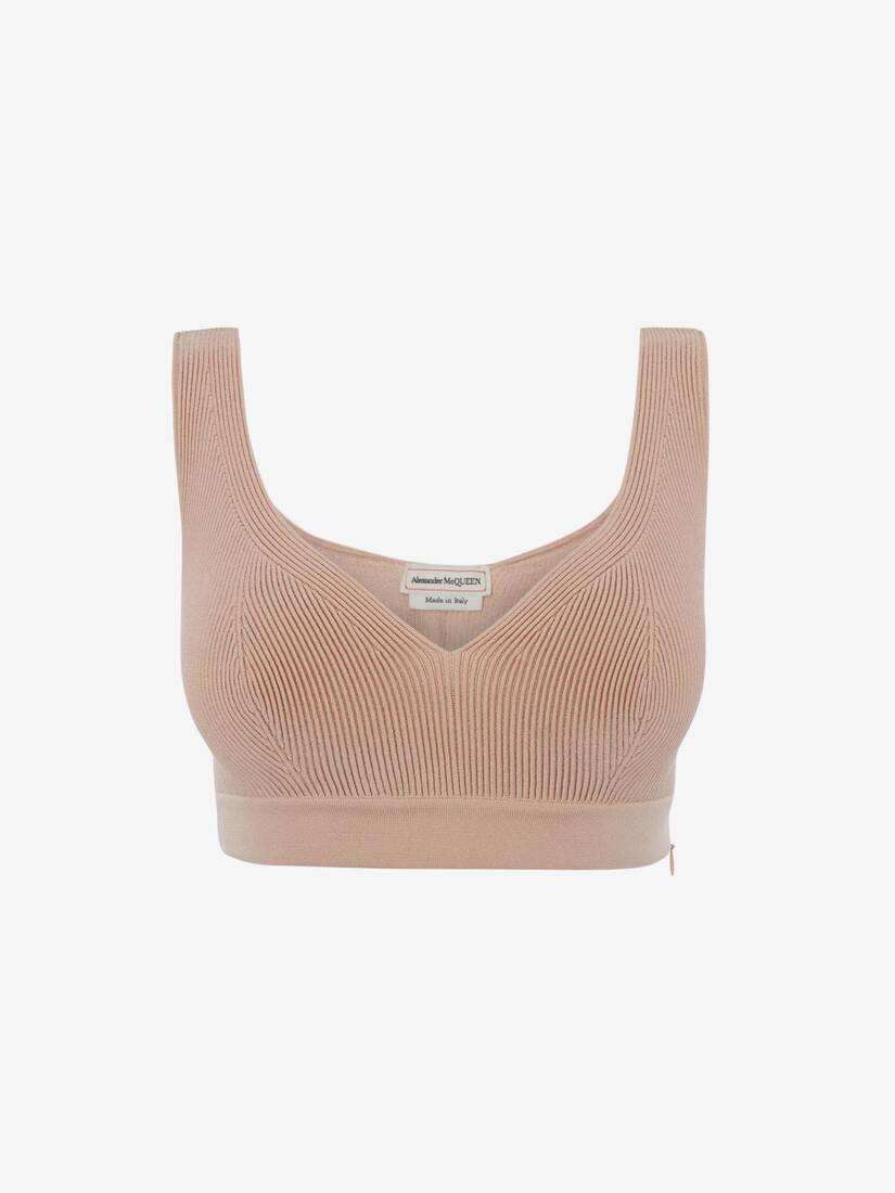 Women's Engineered Knit Bra Top in Tea Rose