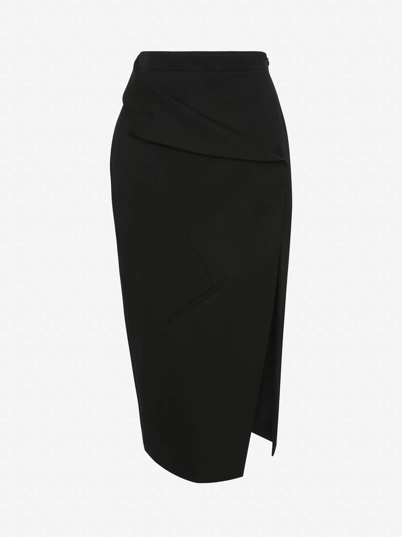 Slashed Pencil Skirt in Black Alexander McQueen US