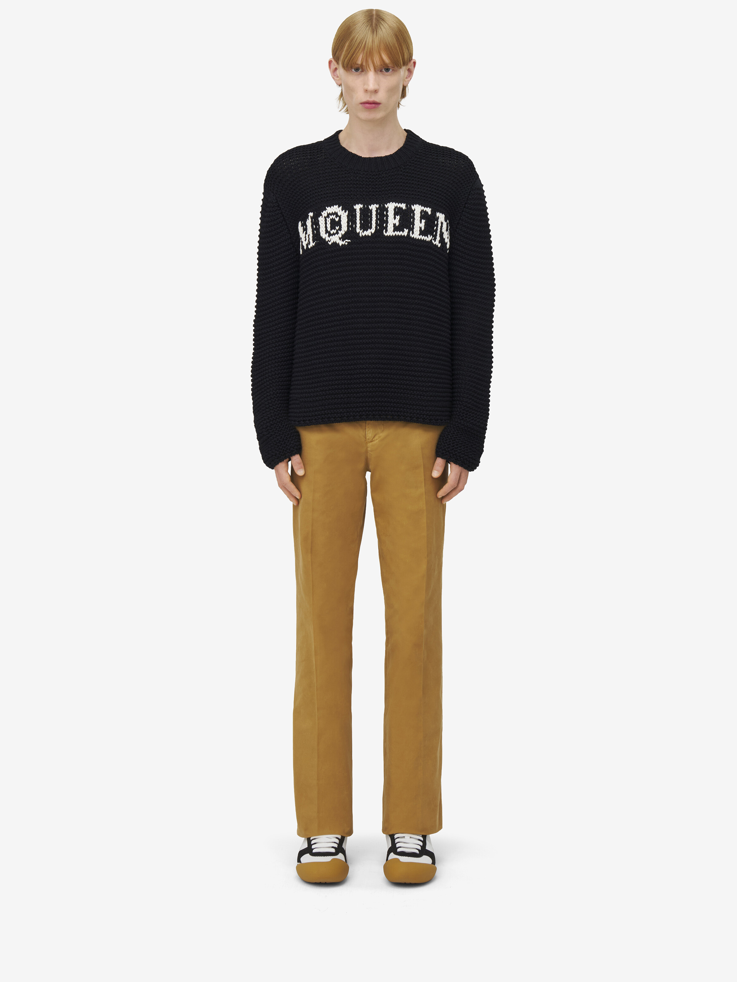Men's McQueen Logo Textured Jumper in Black in 100% Cotton | Alexander McQueen - image 2