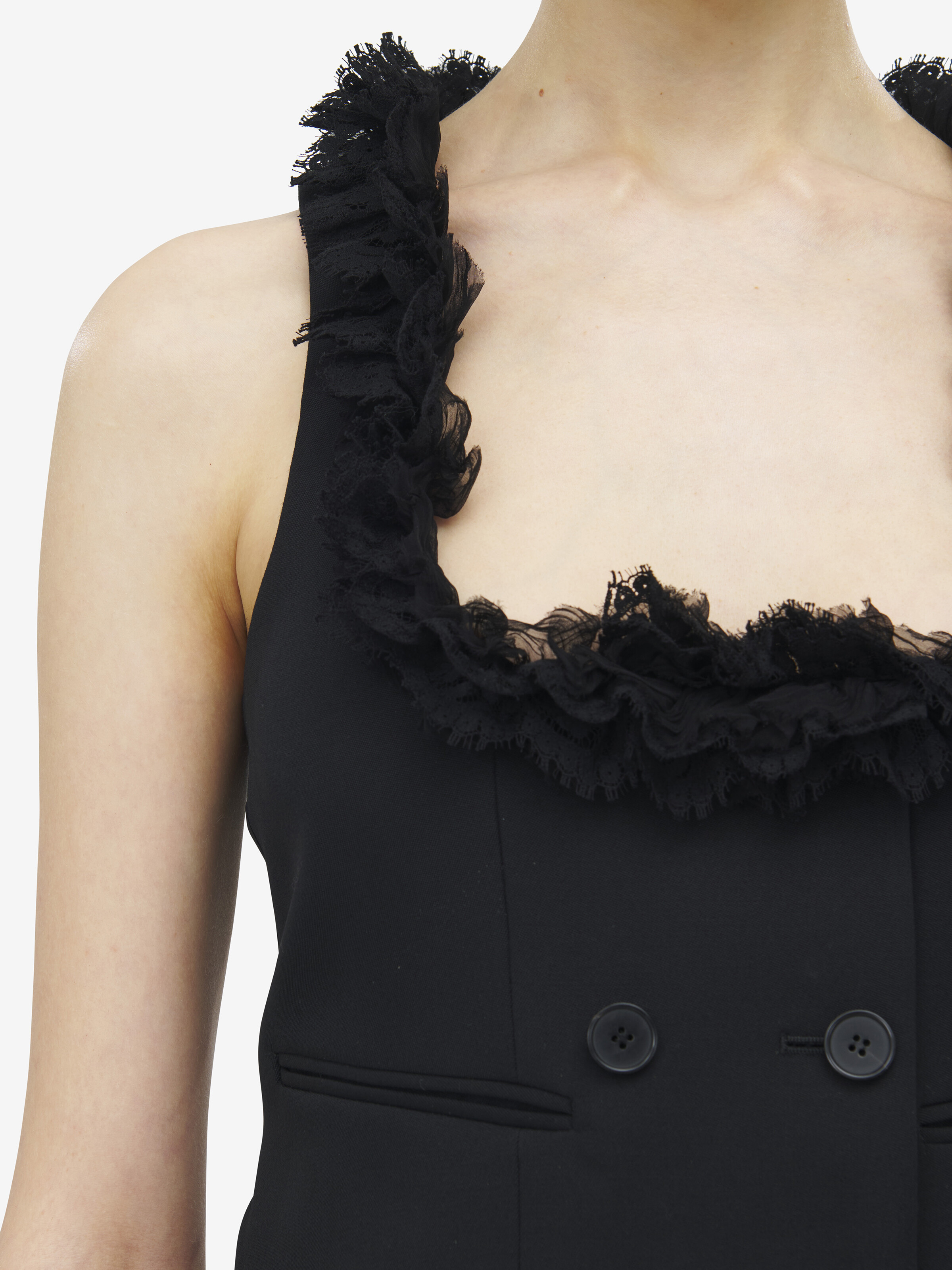 Women's Double-Breasted Waistcoat in Black in 100% Wool | Alexander McQueen - image 6