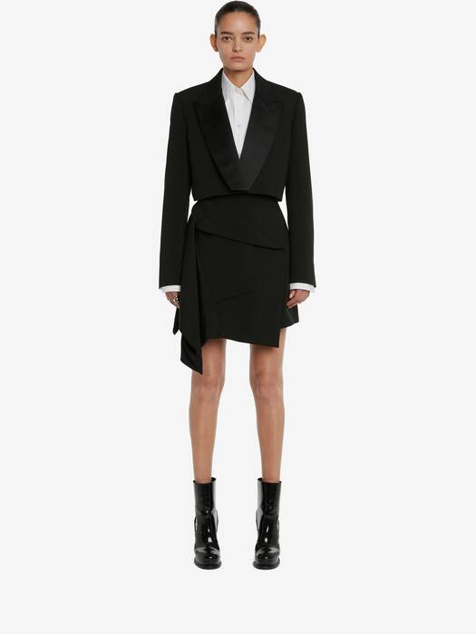 Boxy Cropped Jacket in Black | Alexander McQueen US