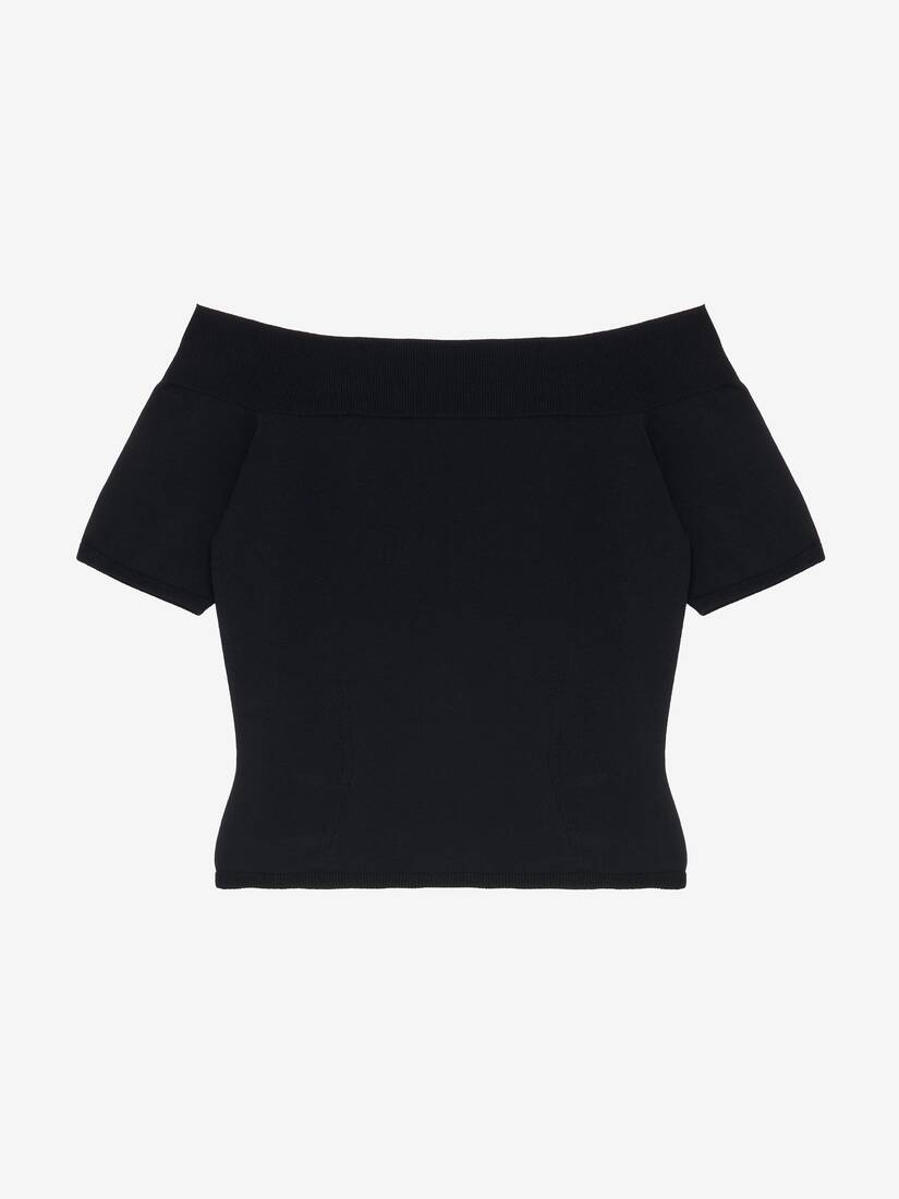 OffTheShoulder Knit Top in Black Alexander McQueen US