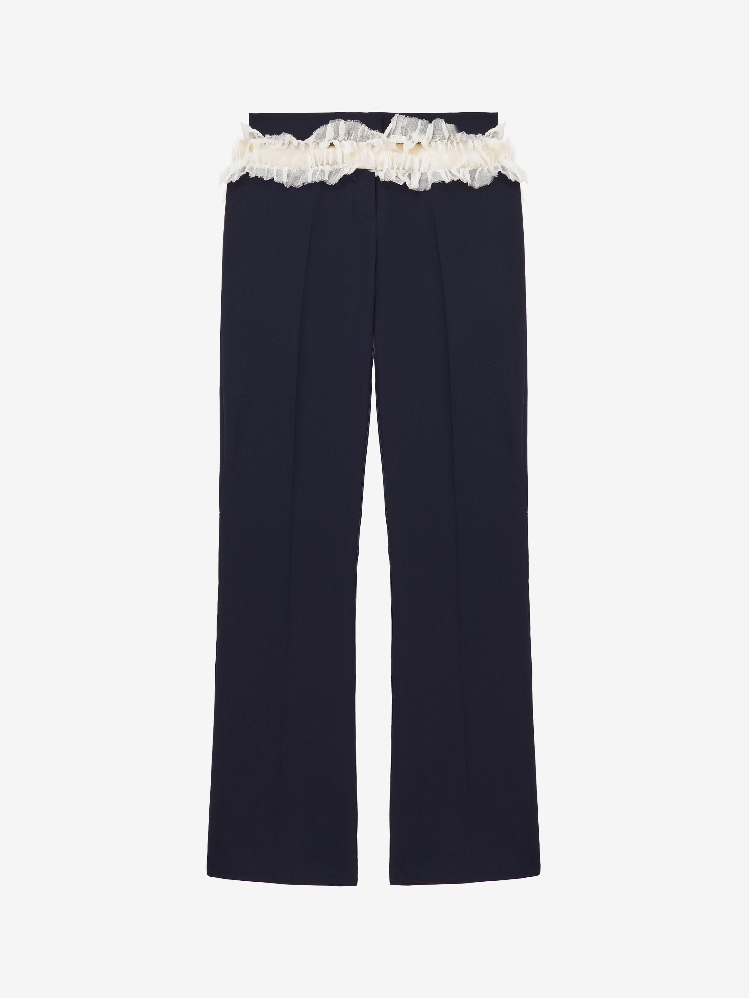 Slashed Creponne Detail Kickback Trousers