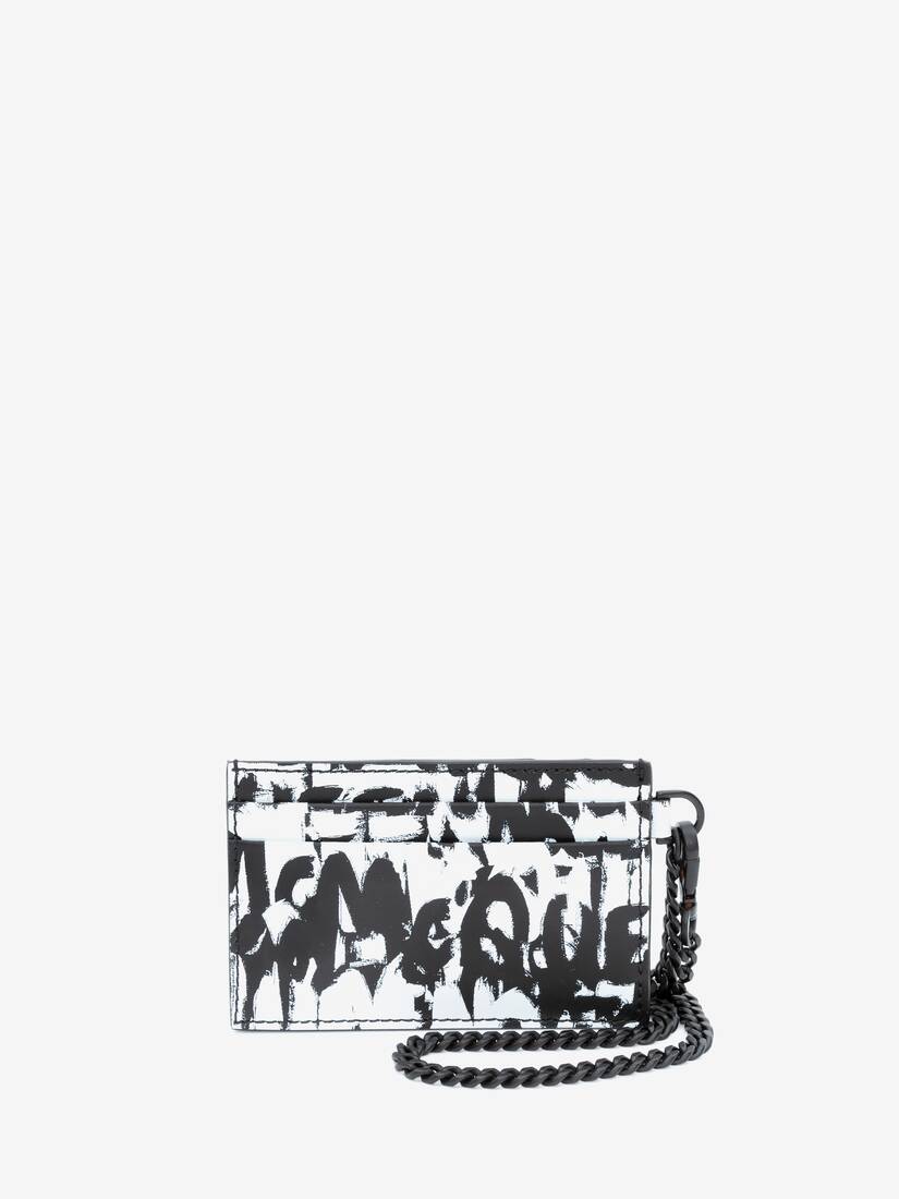 Mcqueen Graffiti Chain Card Holder in Black/white