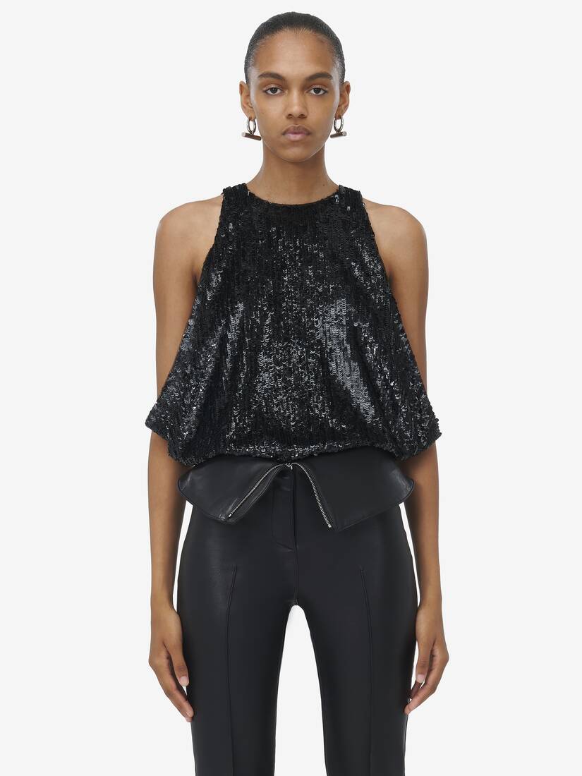 Draped Sequin Top