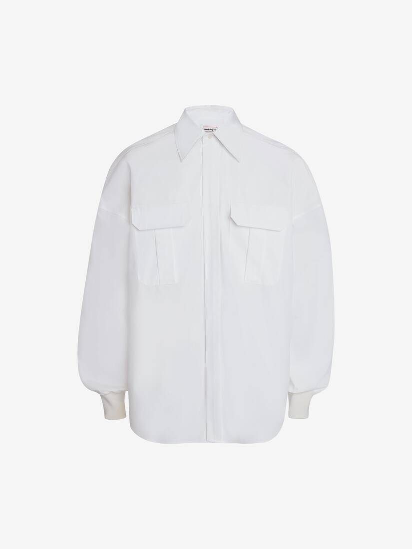 Dropped Shoulder Poplin Military Shirt 