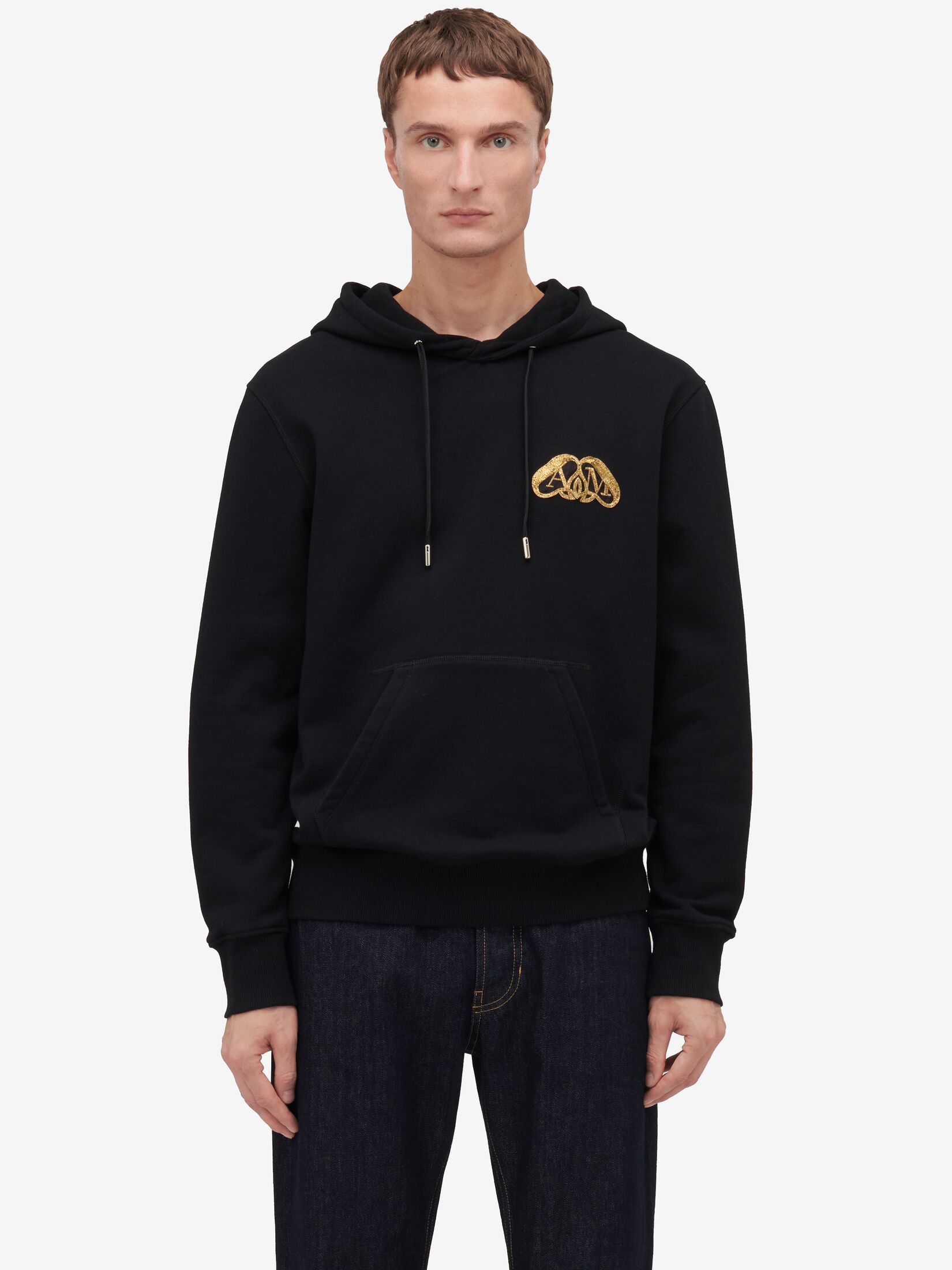 Half Seal Logo Hooded Sweatshirt in Black | Alexander McQueen US