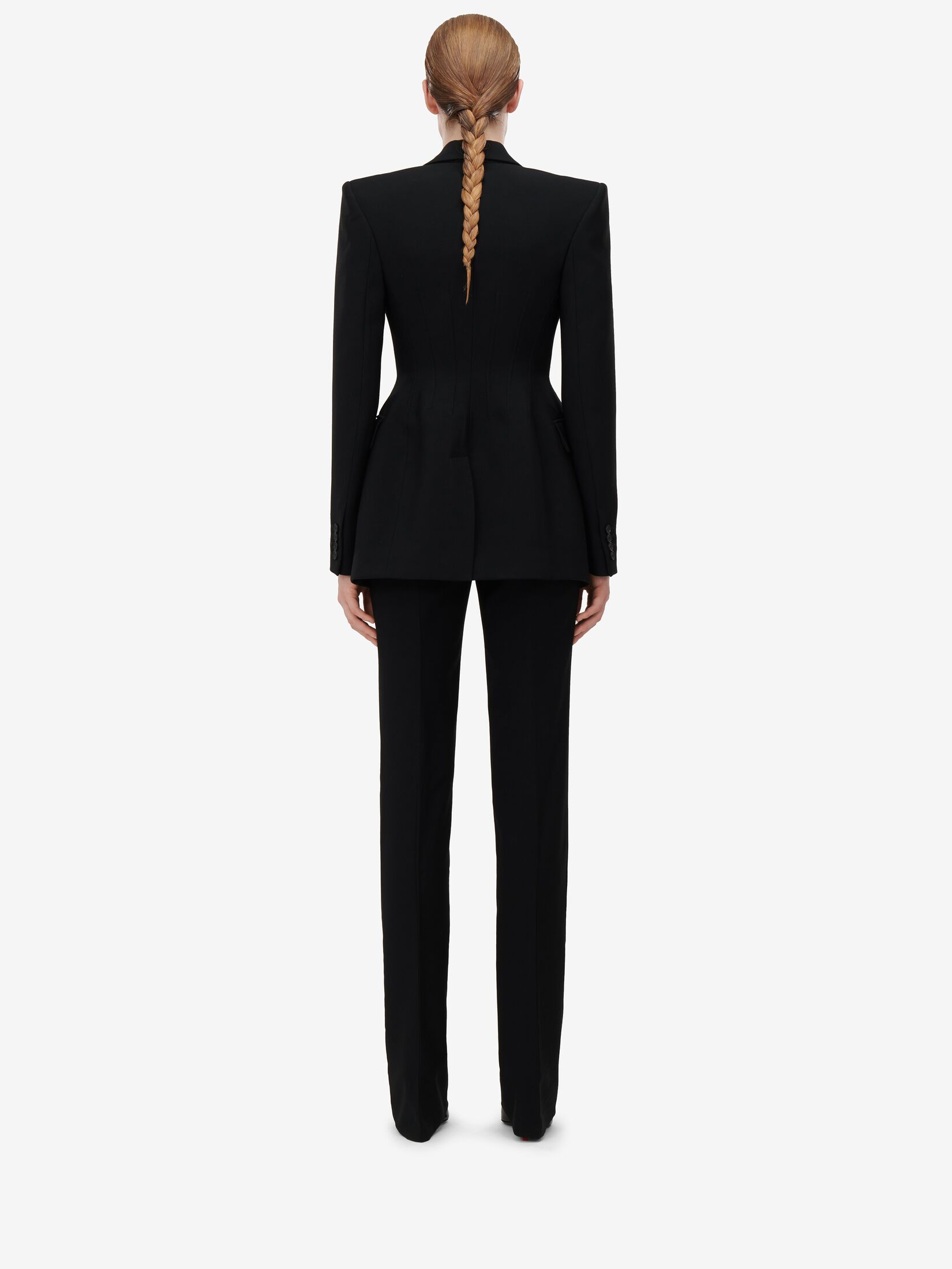 High-waisted Cigarette Trousers in Black | Alexander McQueen GB