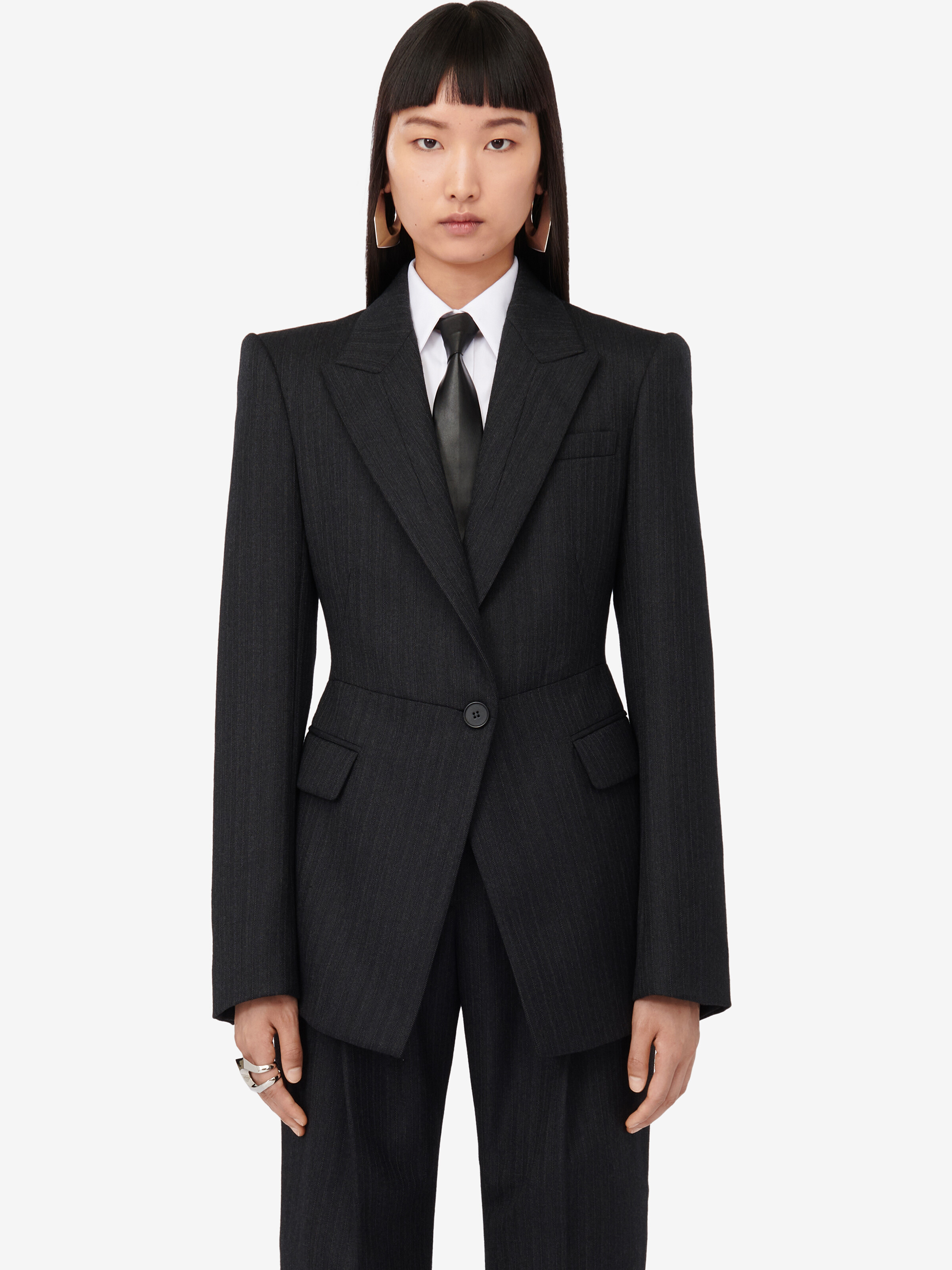 Sharp Peplum Single-breasted Jacket