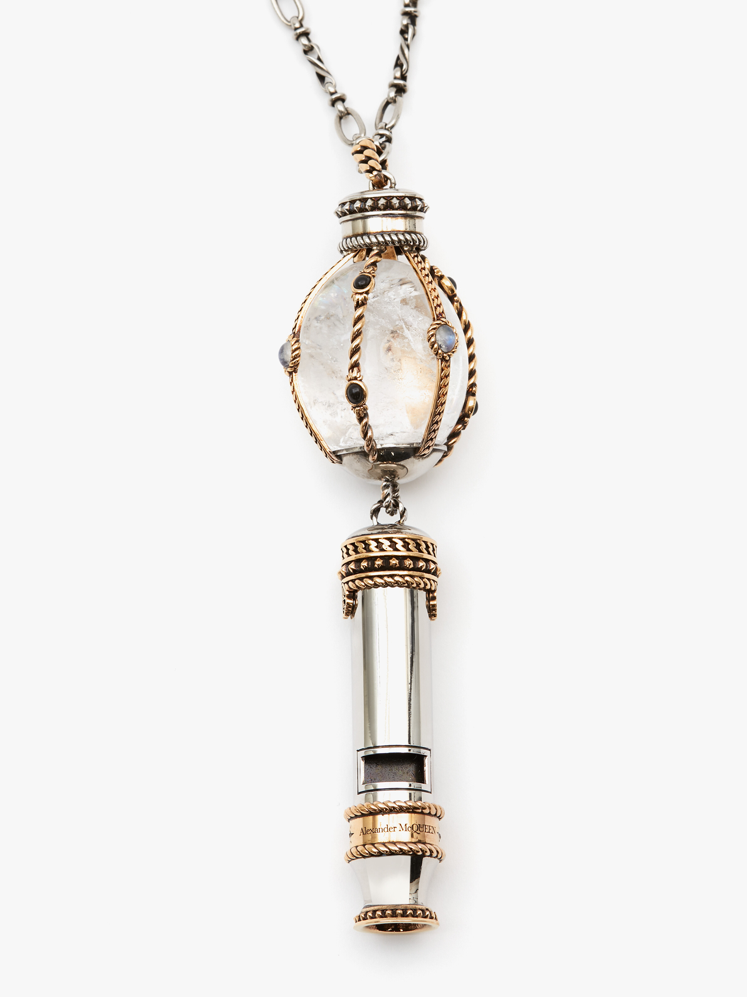 Women's Whistle Pendant Necklace in Antique Silver-finish in Brass | Alexander McQueen - image 2