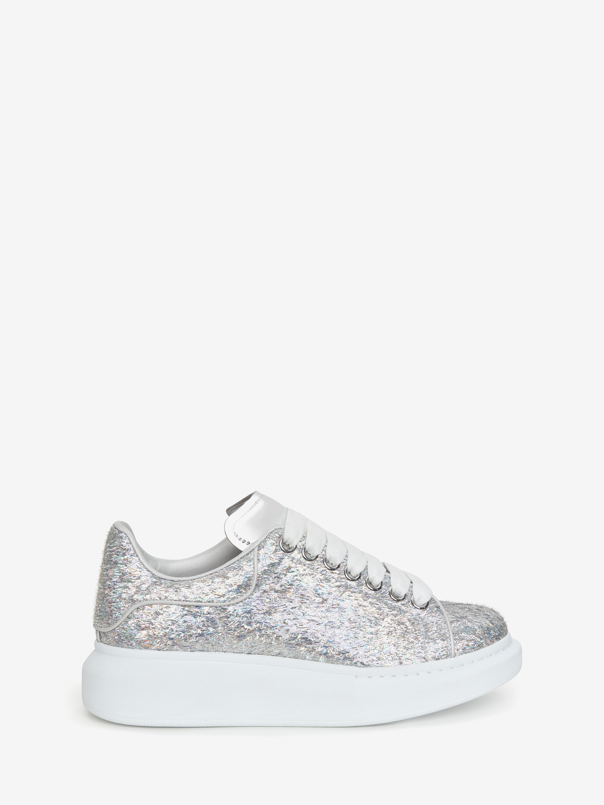 Glitter Oversized Sneaker in Silver/White | Alexander McQueen
