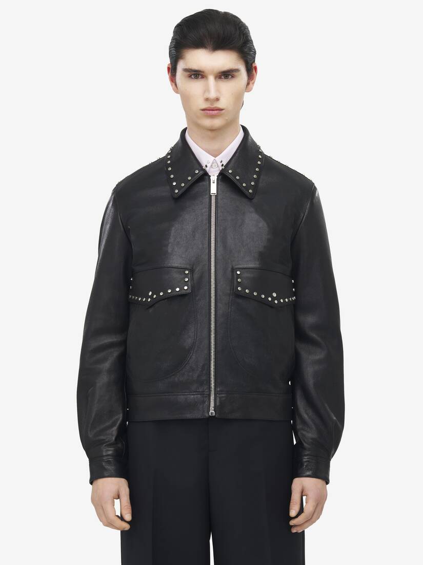 Studded Leather Aviator Jacket