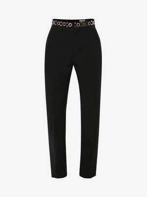 Embellished waistband cigarette trousers