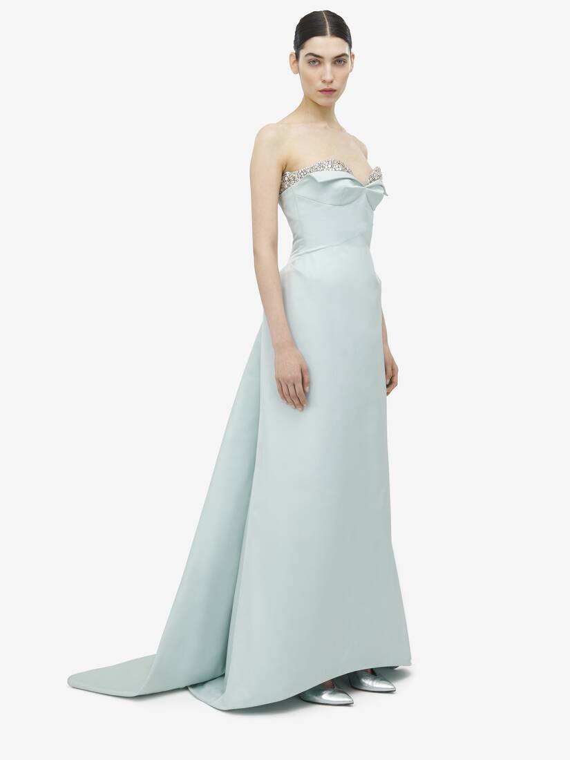 Crystal Embroidery Strapless Evening Dress