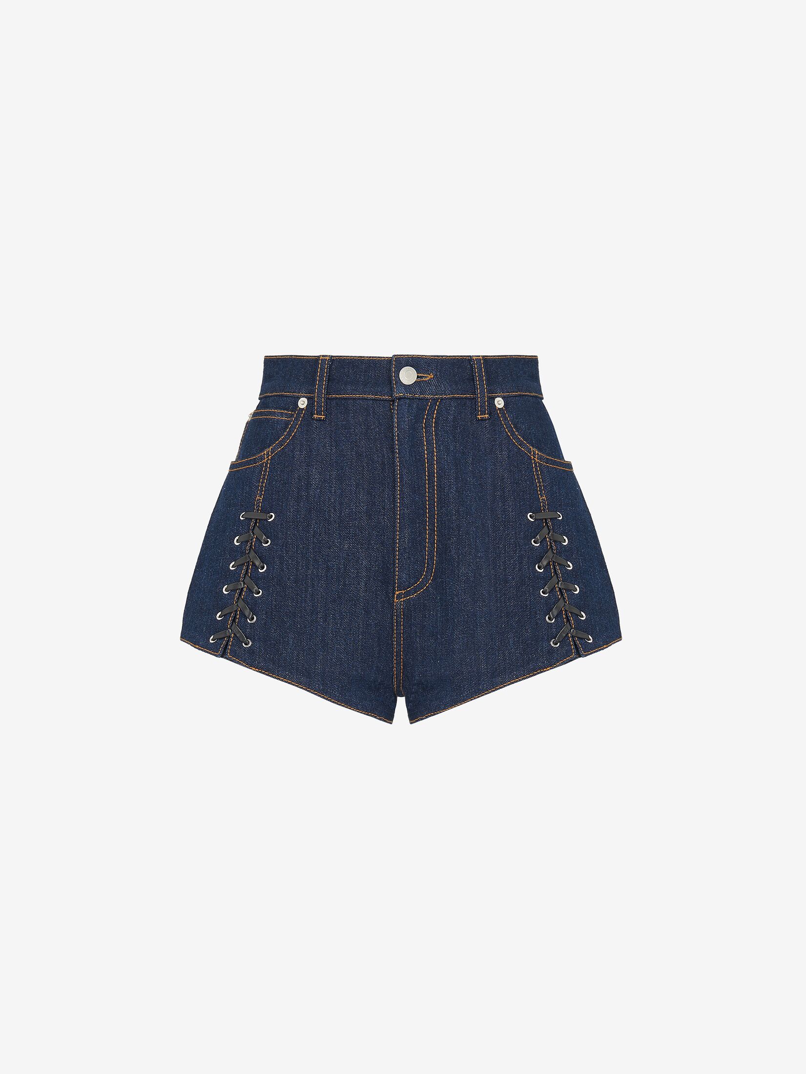 Lace Detail Denim Micro Shorts