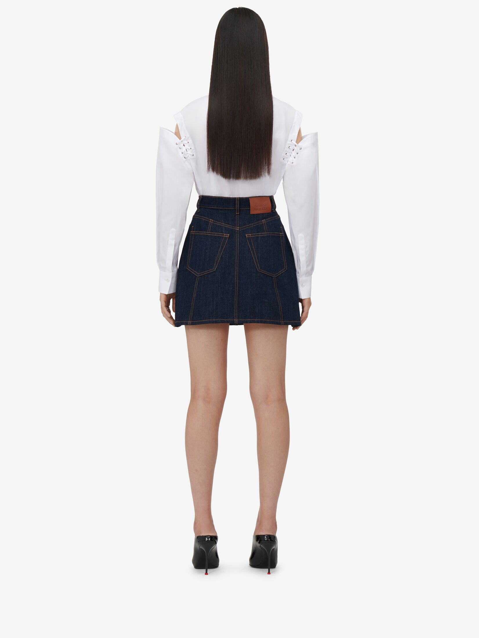 Lace Detail Denim Mini Skirt
