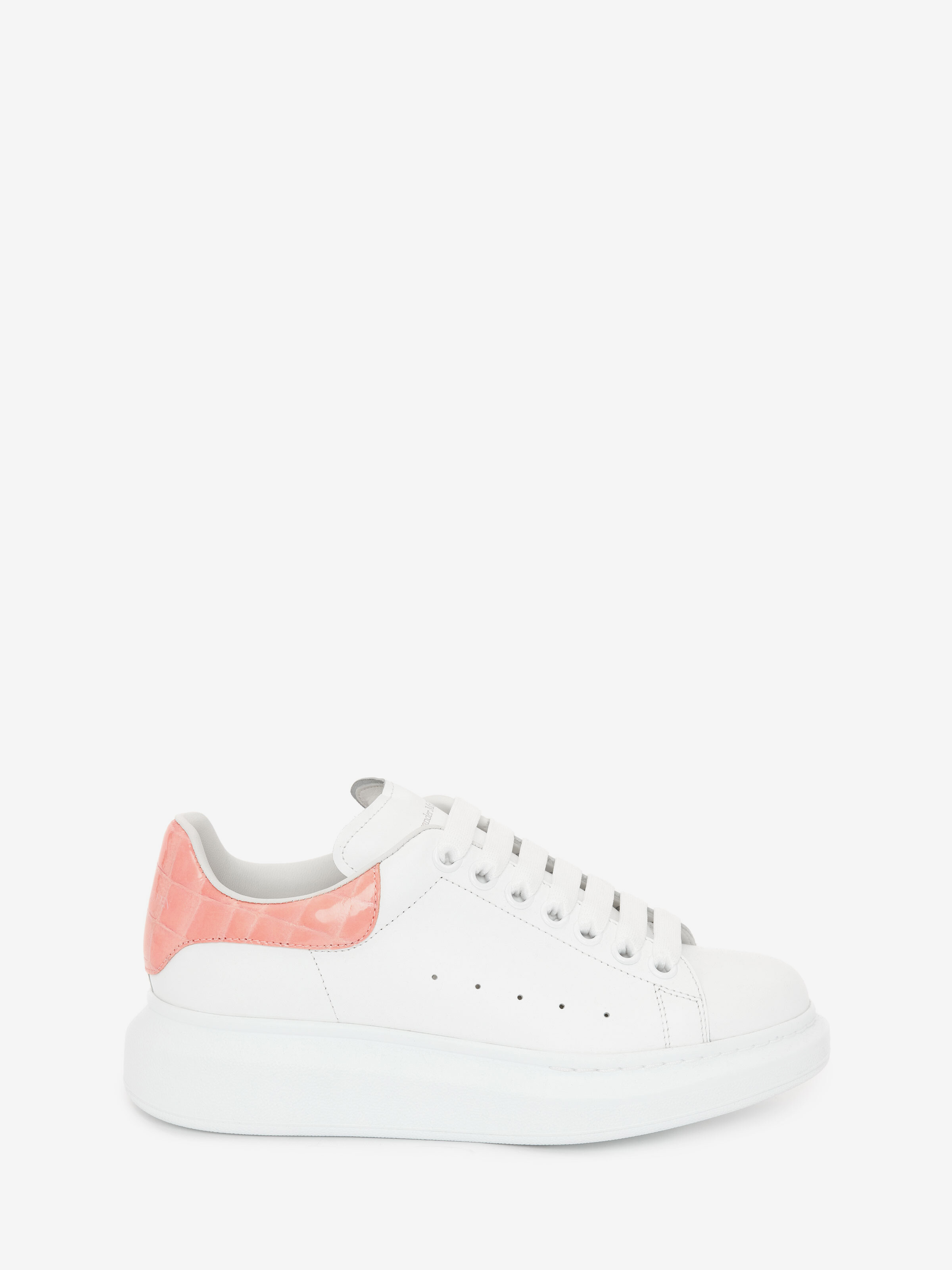 Alexander Mcqueen Oversized Crocodile-embossed Leather Sneakers In Pastel Pink
