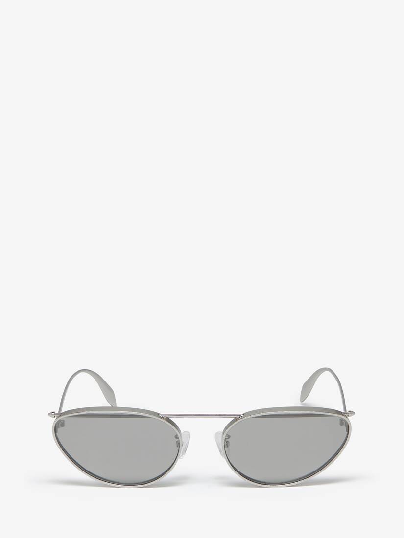 Women's Front Piercing Cat-eye Sunglasses in Silver