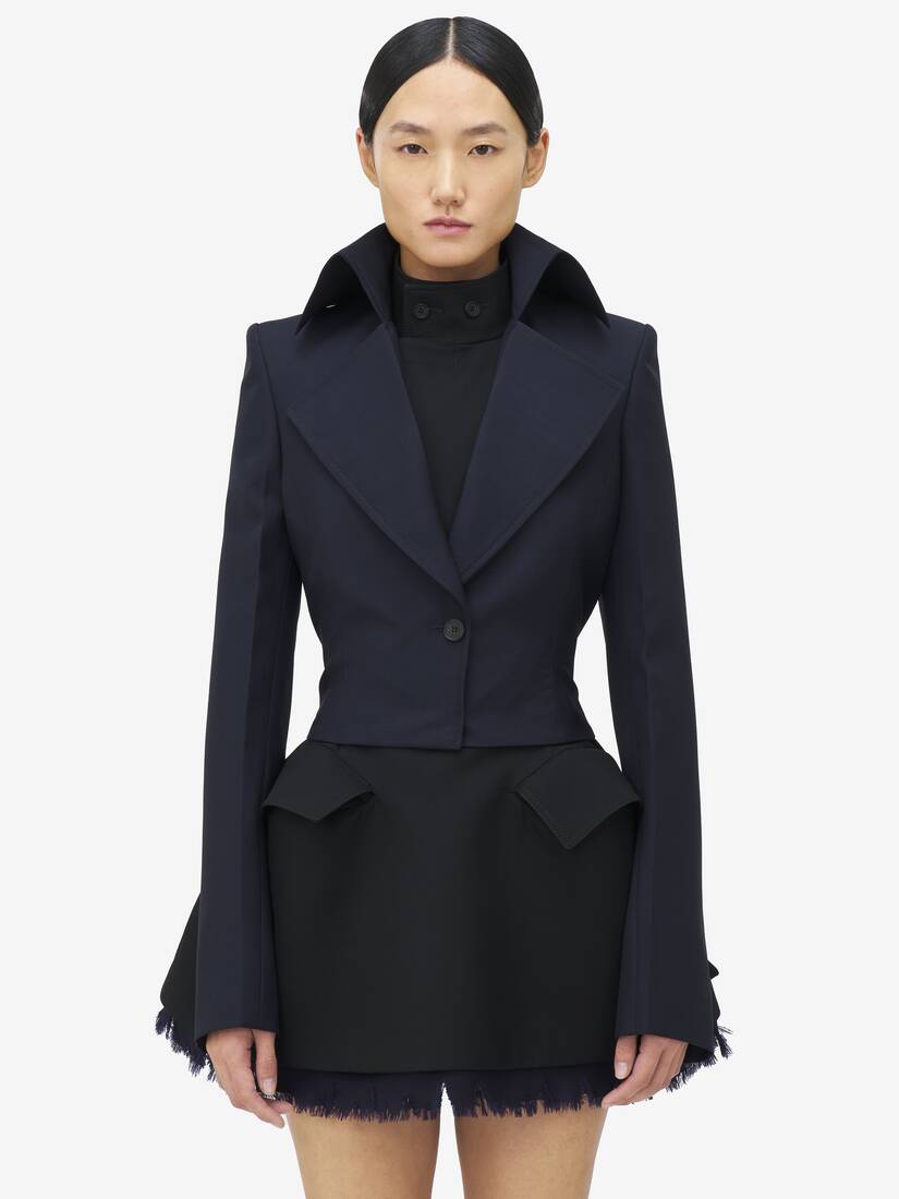 Exaggerated Lapel Single-Breasted Jacket