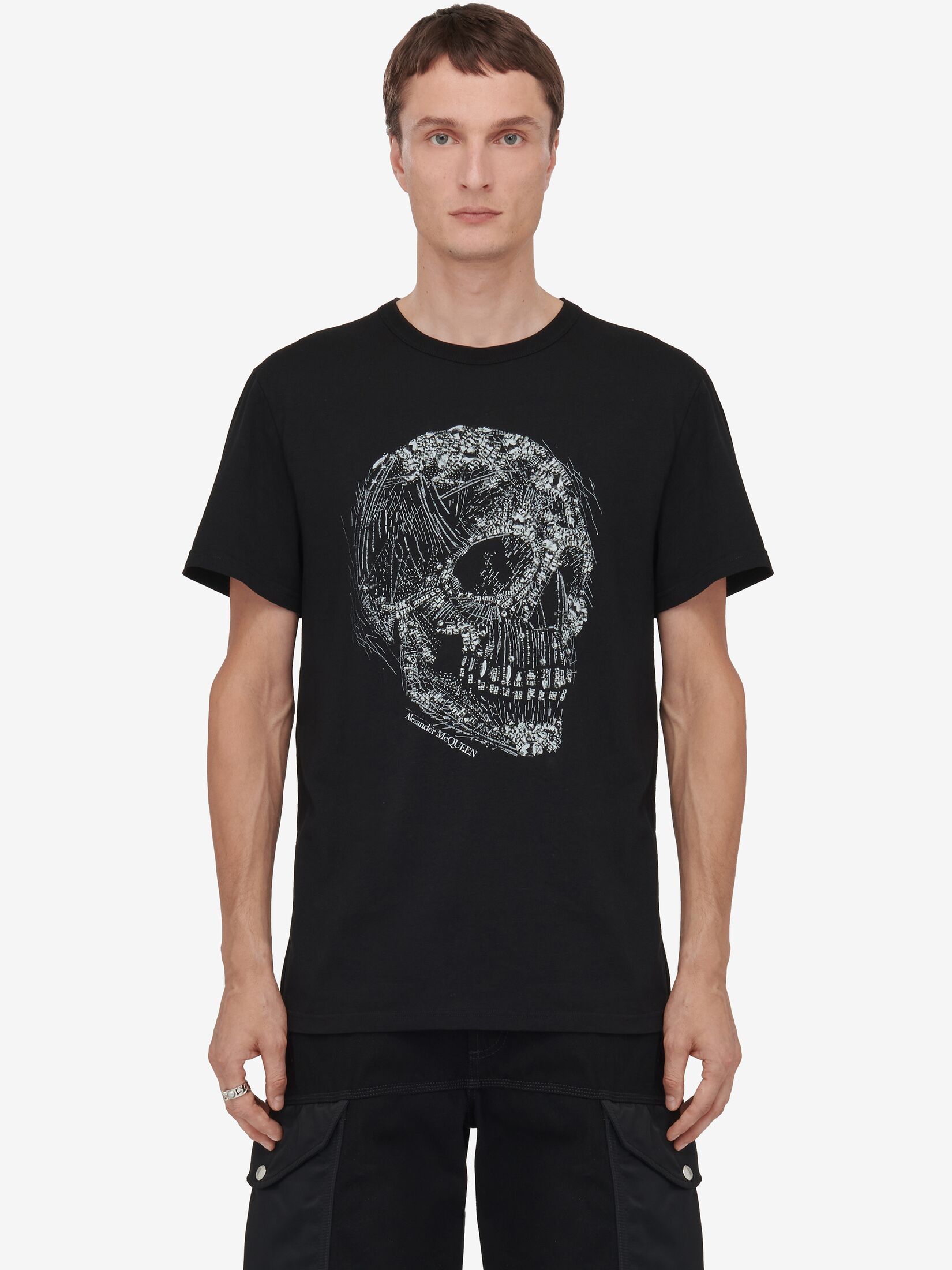 Crystal Skull T-shirt in Black/White McQueen | Alexander US