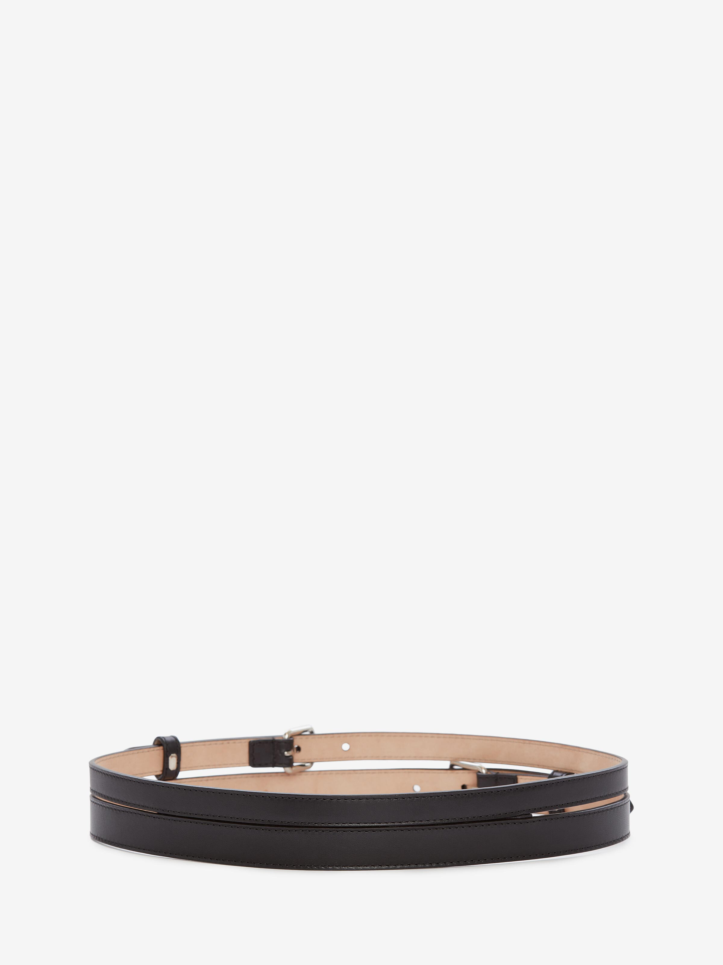 Women's Thin Double Belt in Black in 100% Calf Leather | Alexander McQueen - image 2