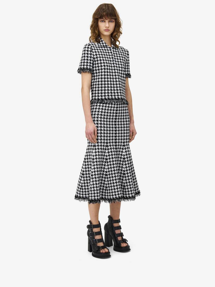 Houndstooth Midi Skirt