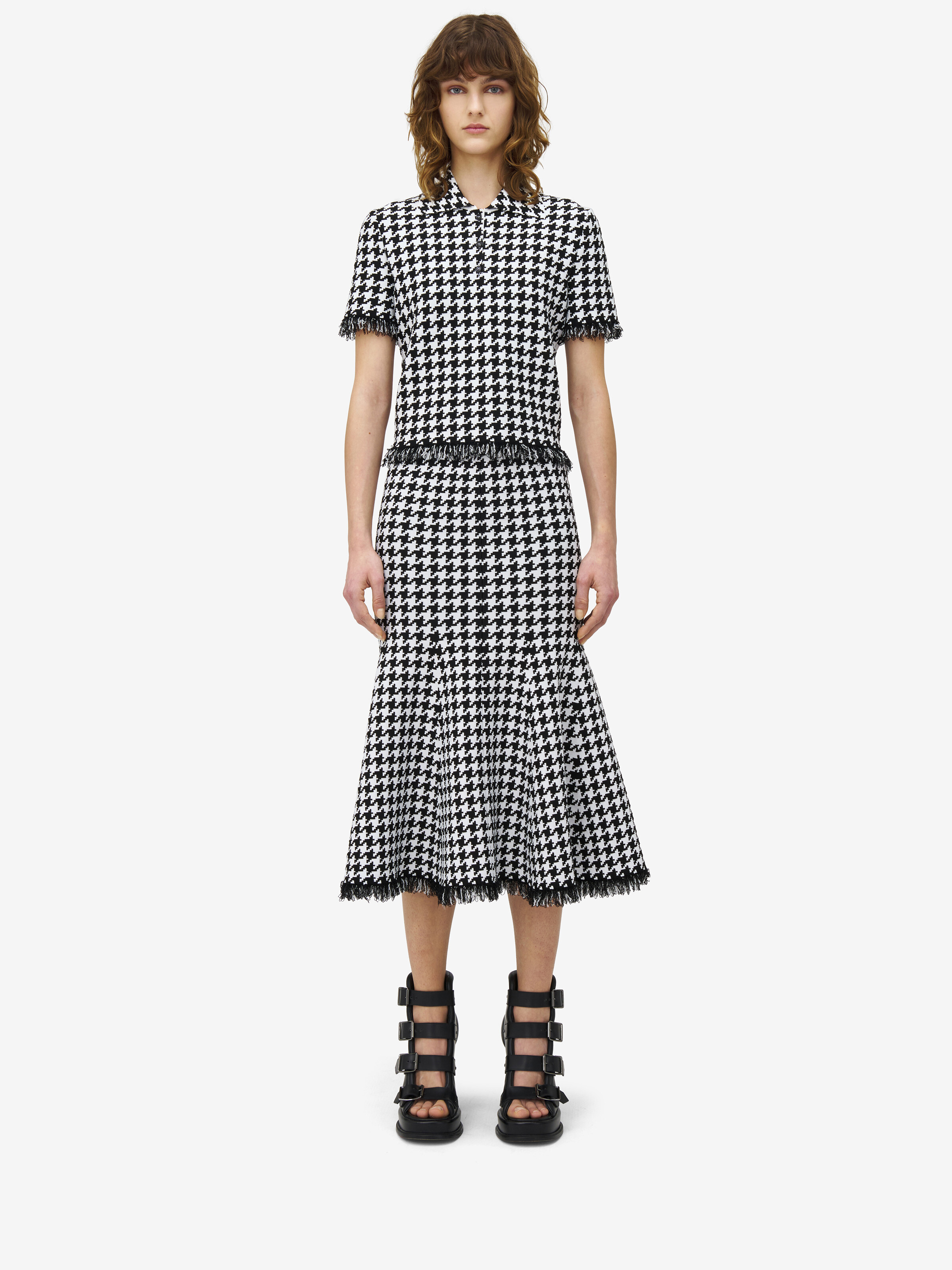 Houndstooth Midi Skirt