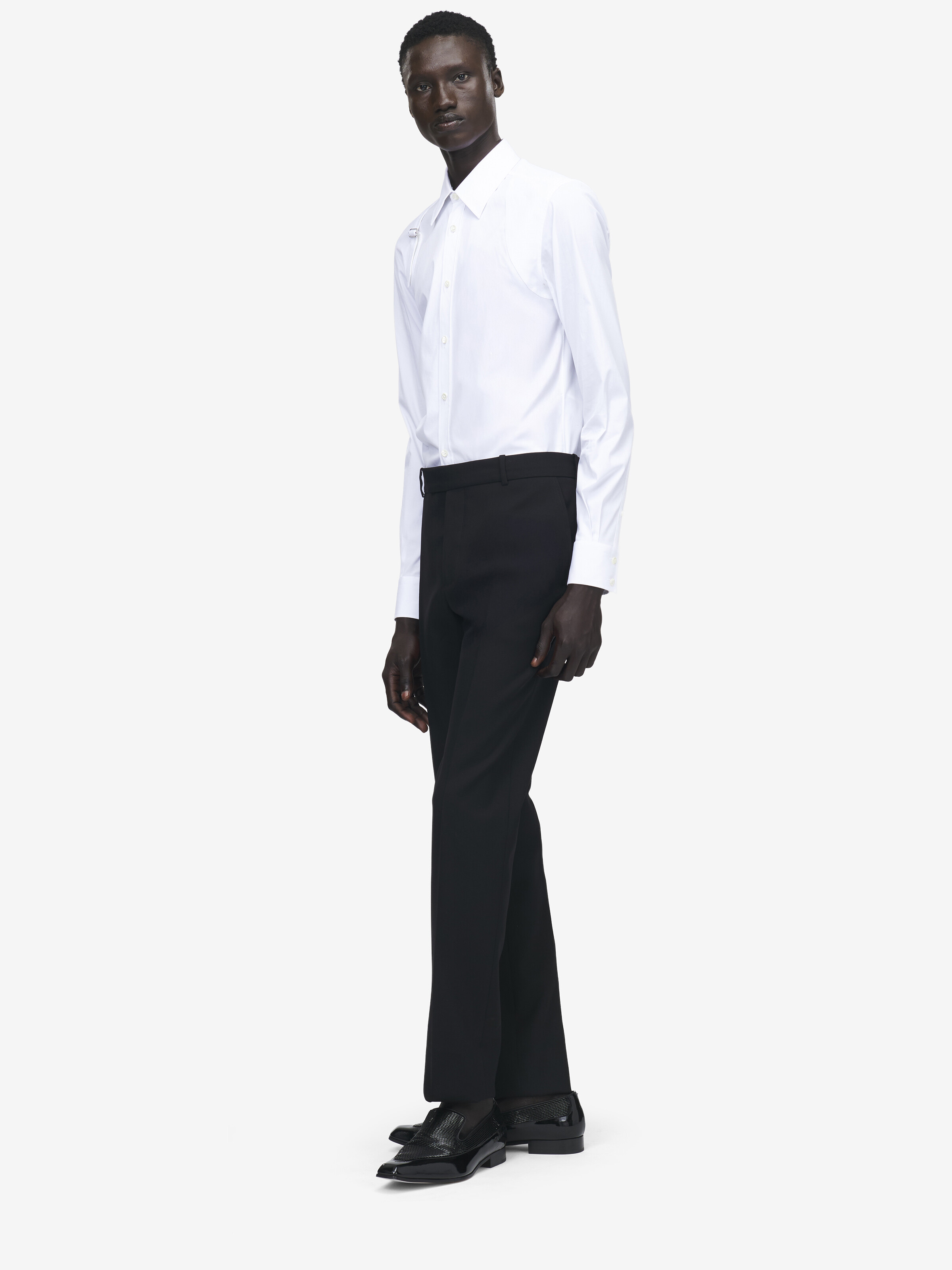 Men's Harness Shirt in White in 78% Cotton, 16% Polyamide, 6% Elastane | Alexander McQueen - image 3