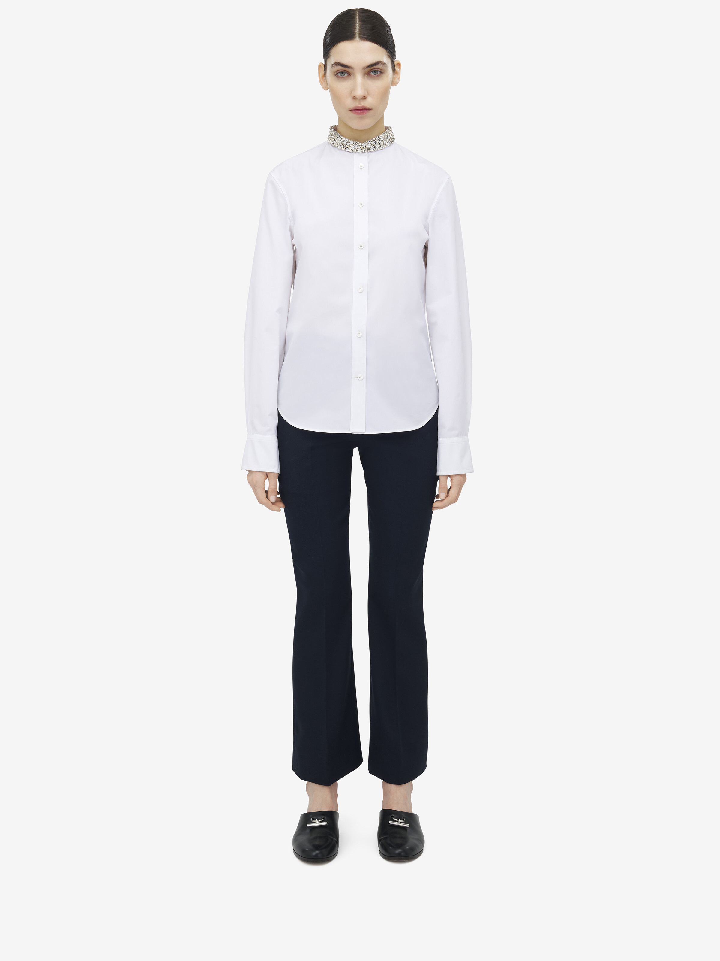 Women's Crystal Embroidery Shirt in Optical White in 100% Cotton | Alexander McQueen - image 2