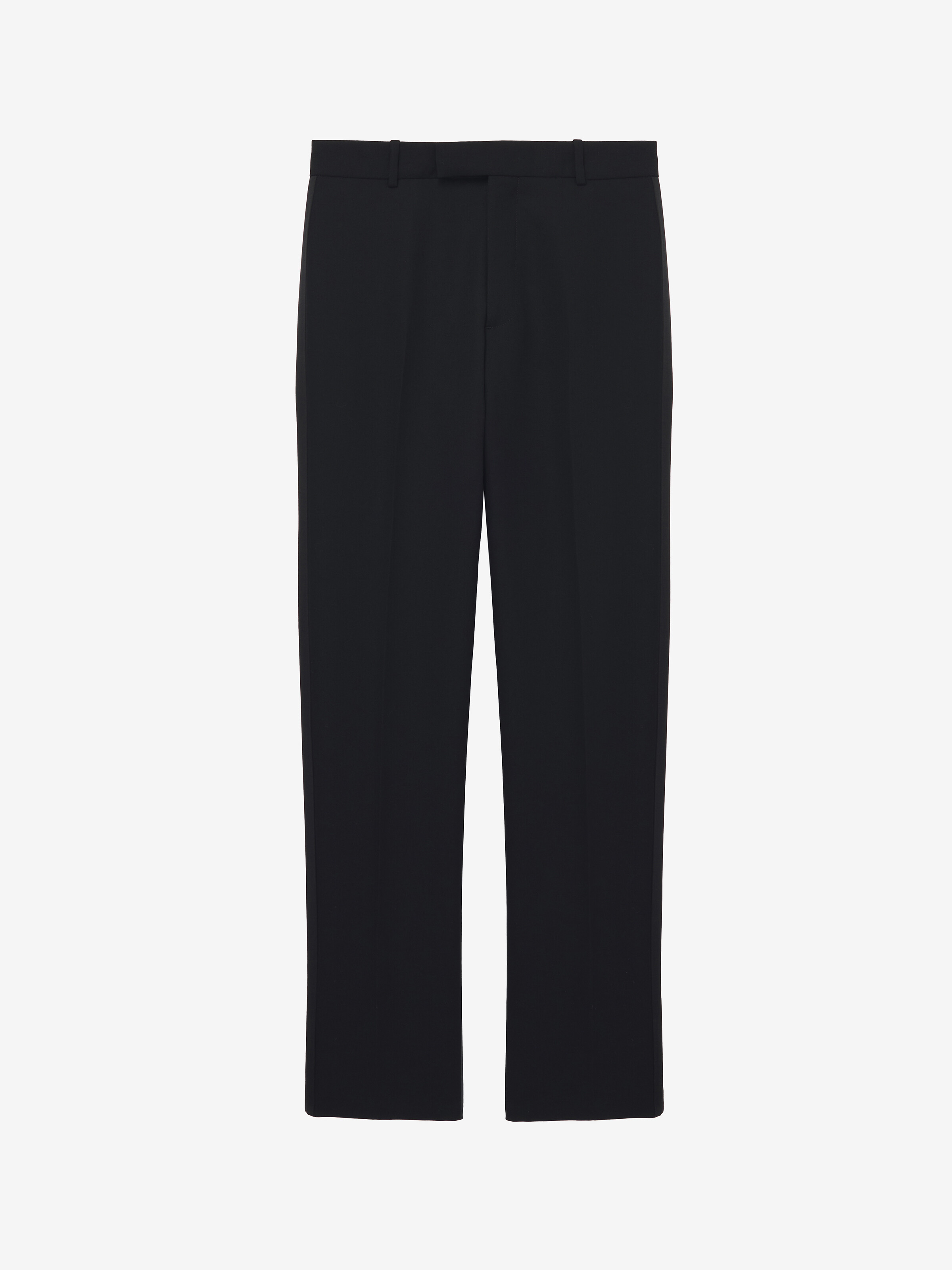 Men's Low-waisted Tuxedo Cigarette Trousers in Black in 100% Wool | Alexander McQueen - image 1