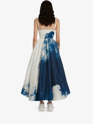 Blue Sky Polyfaille Midi Dress in Blue | Alexander McQueen US