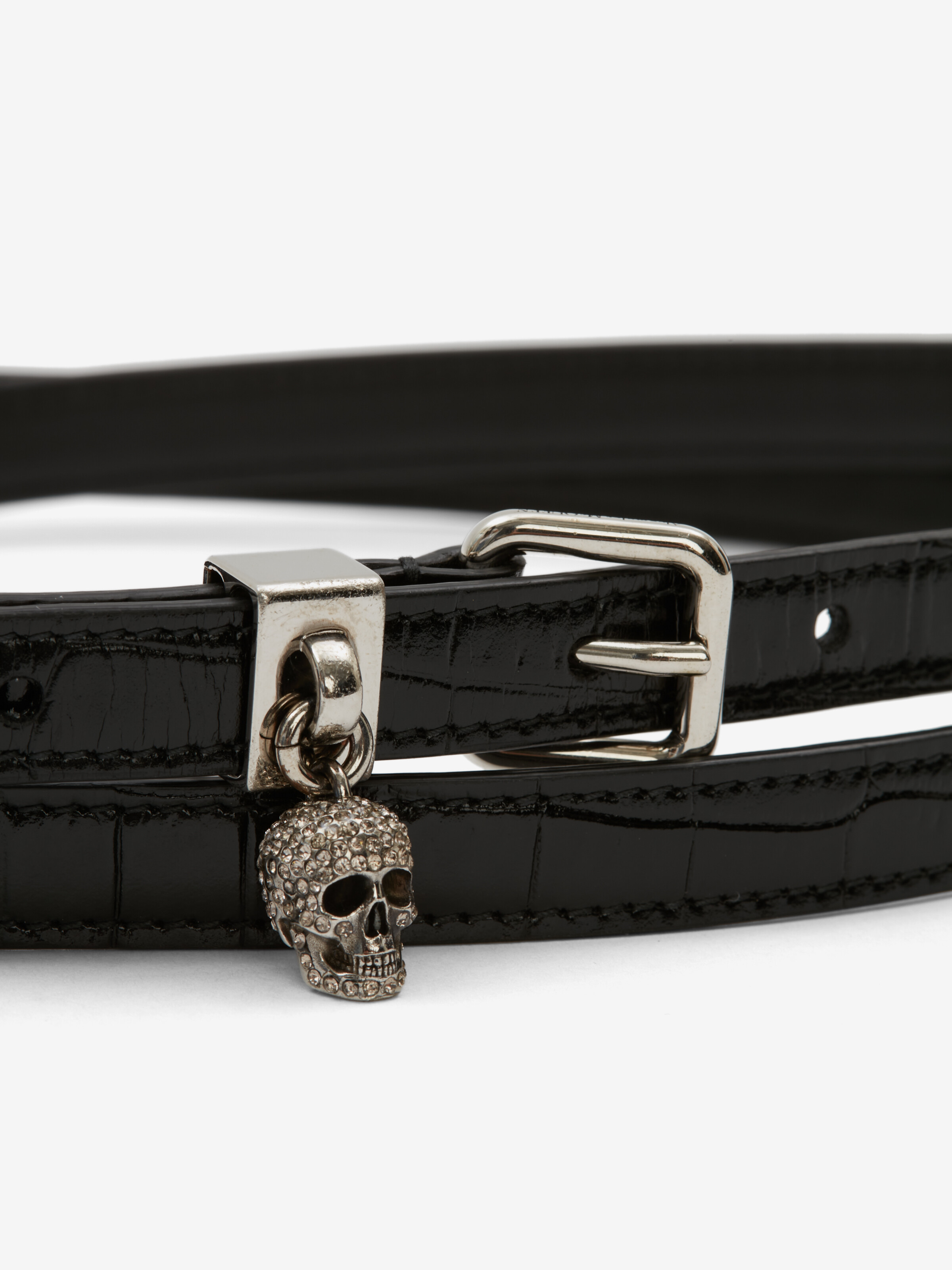 Doppelter Gürtel mit Pavé und Skull