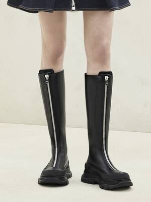 Alexander McQueen Tread Slick Lace Up Boot Black White (Women's)
