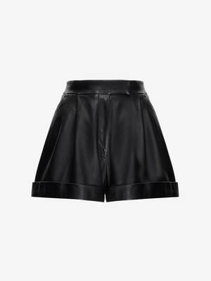High-waisted leather short