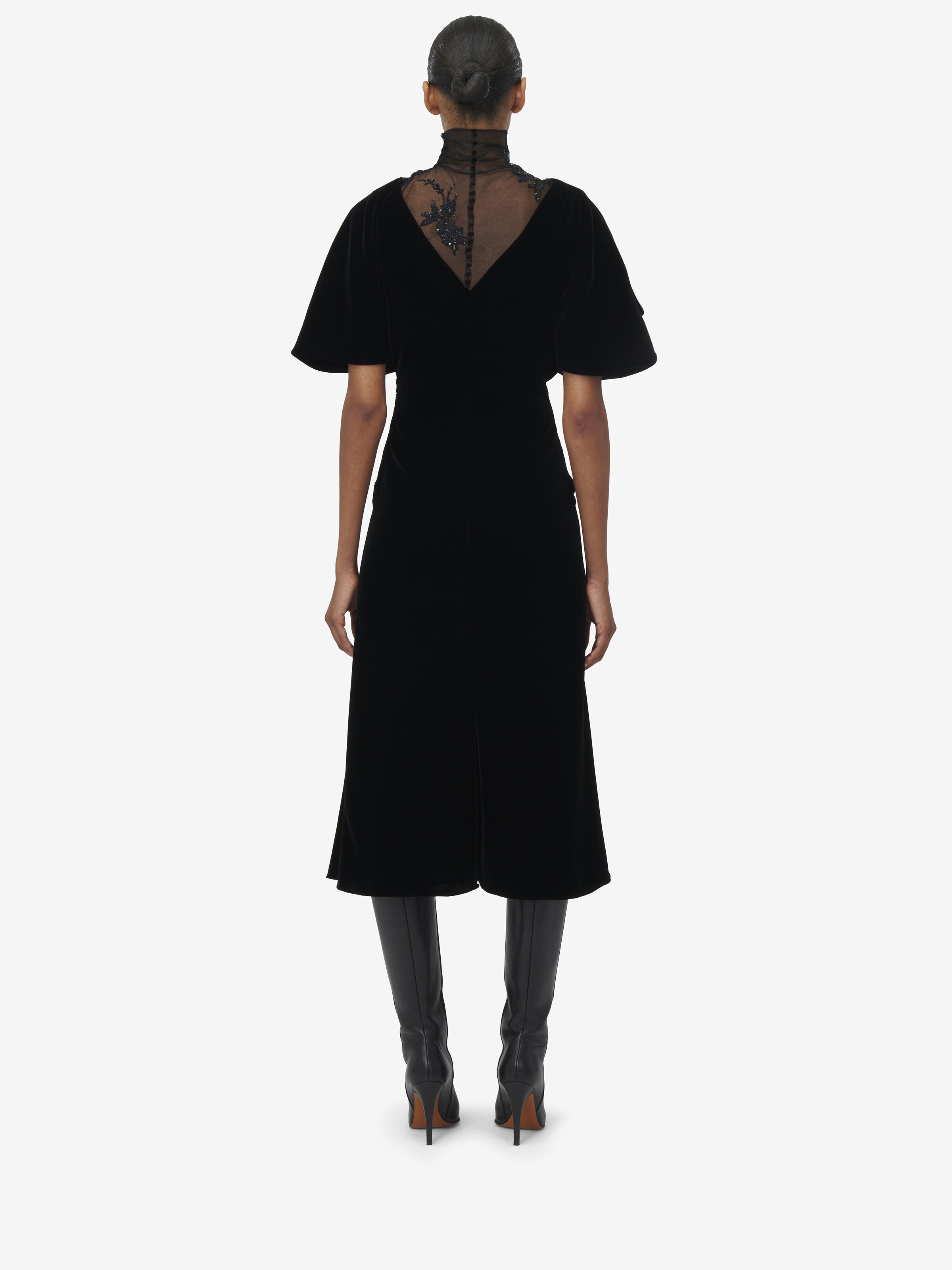 Robe en Velours Et Dentelle