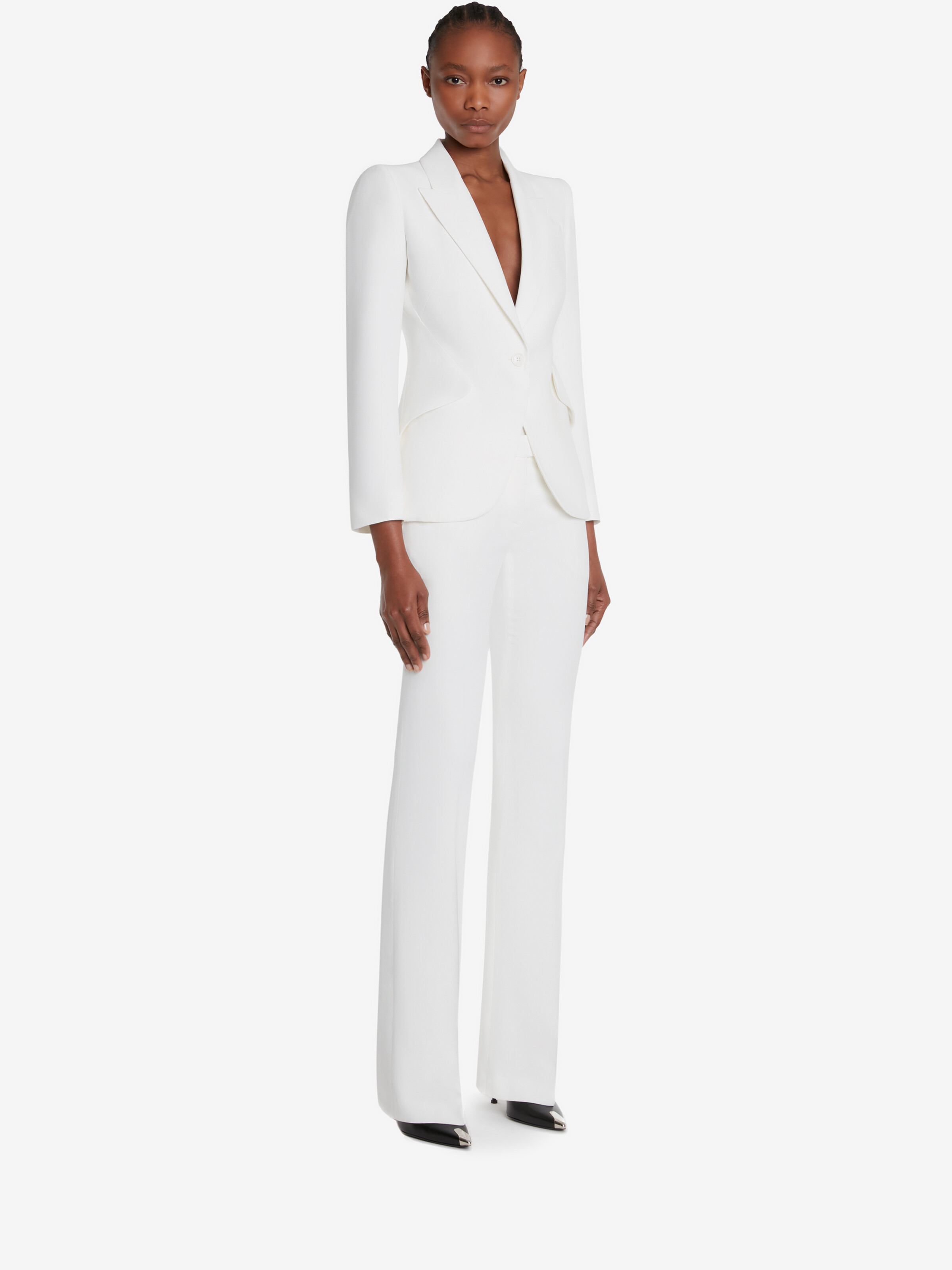 Peak Shoulder Leaf Crepe Jacket