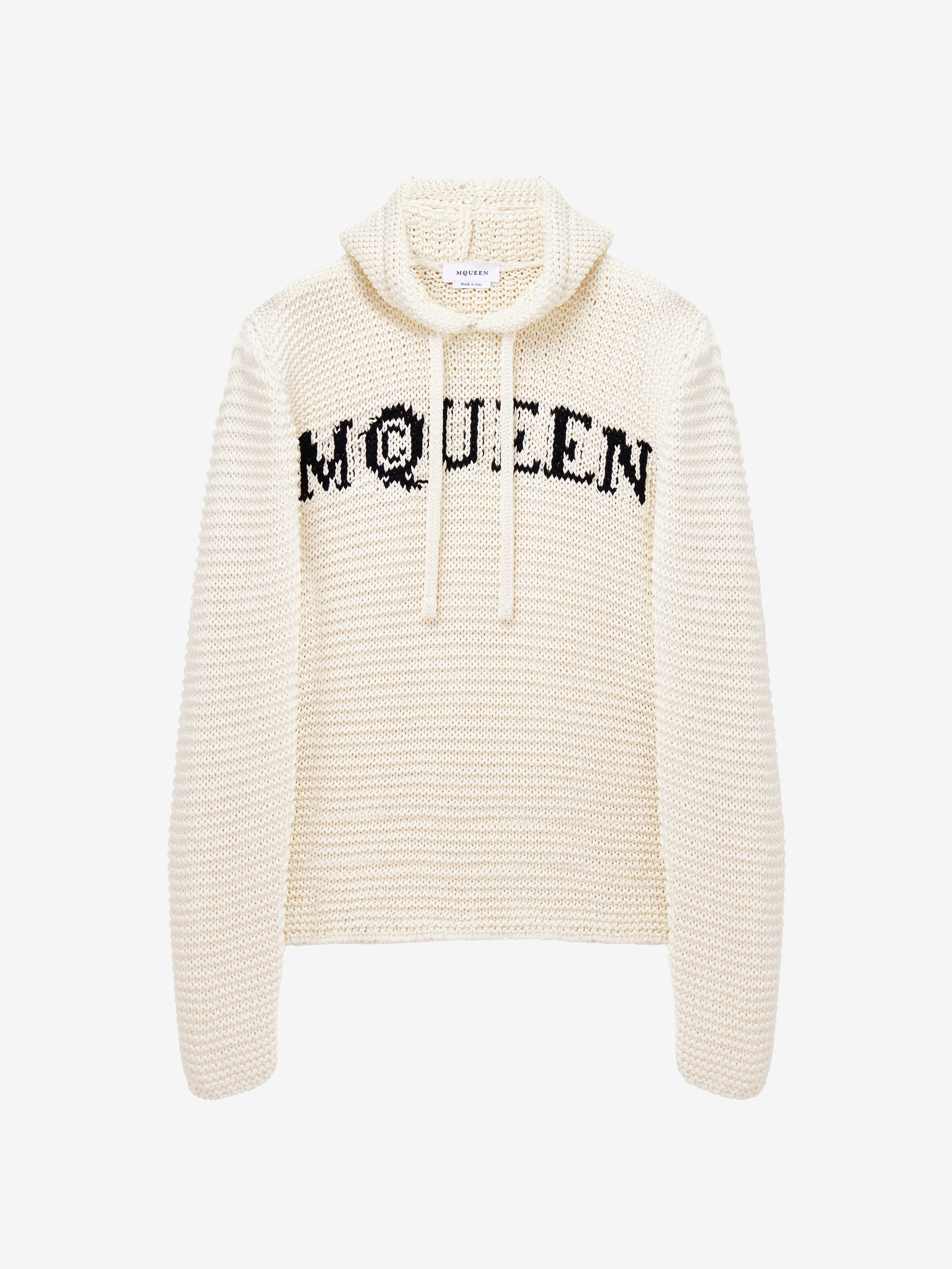Men's McQueen Logo Cropped Hoodie in Ivory in 100% Cotton | Alexander McQueen - image 1