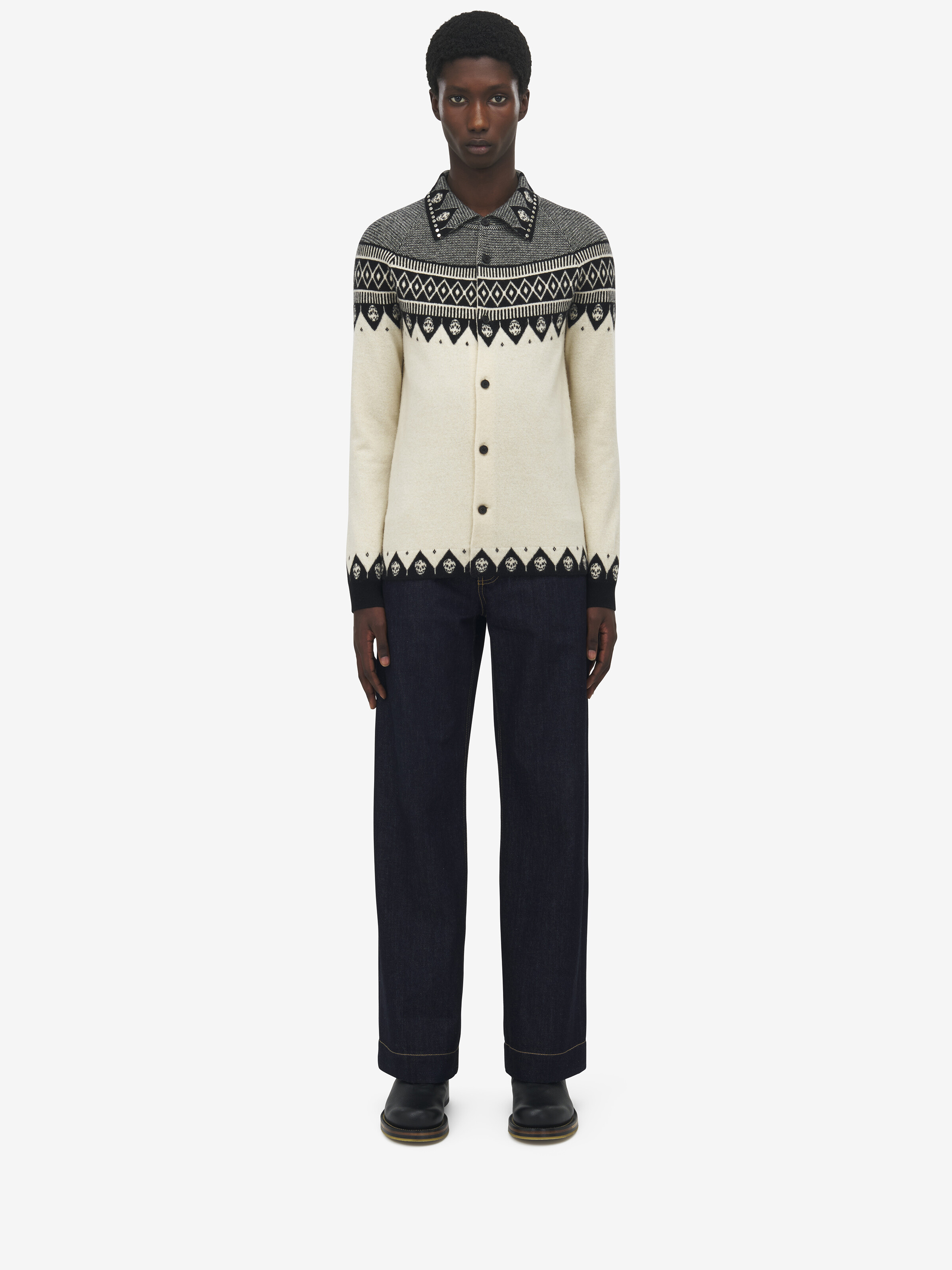 Fair Isle Polo Cardigan
