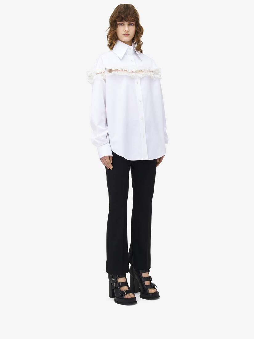 Slashed Creponne Detail Oversized Shirt