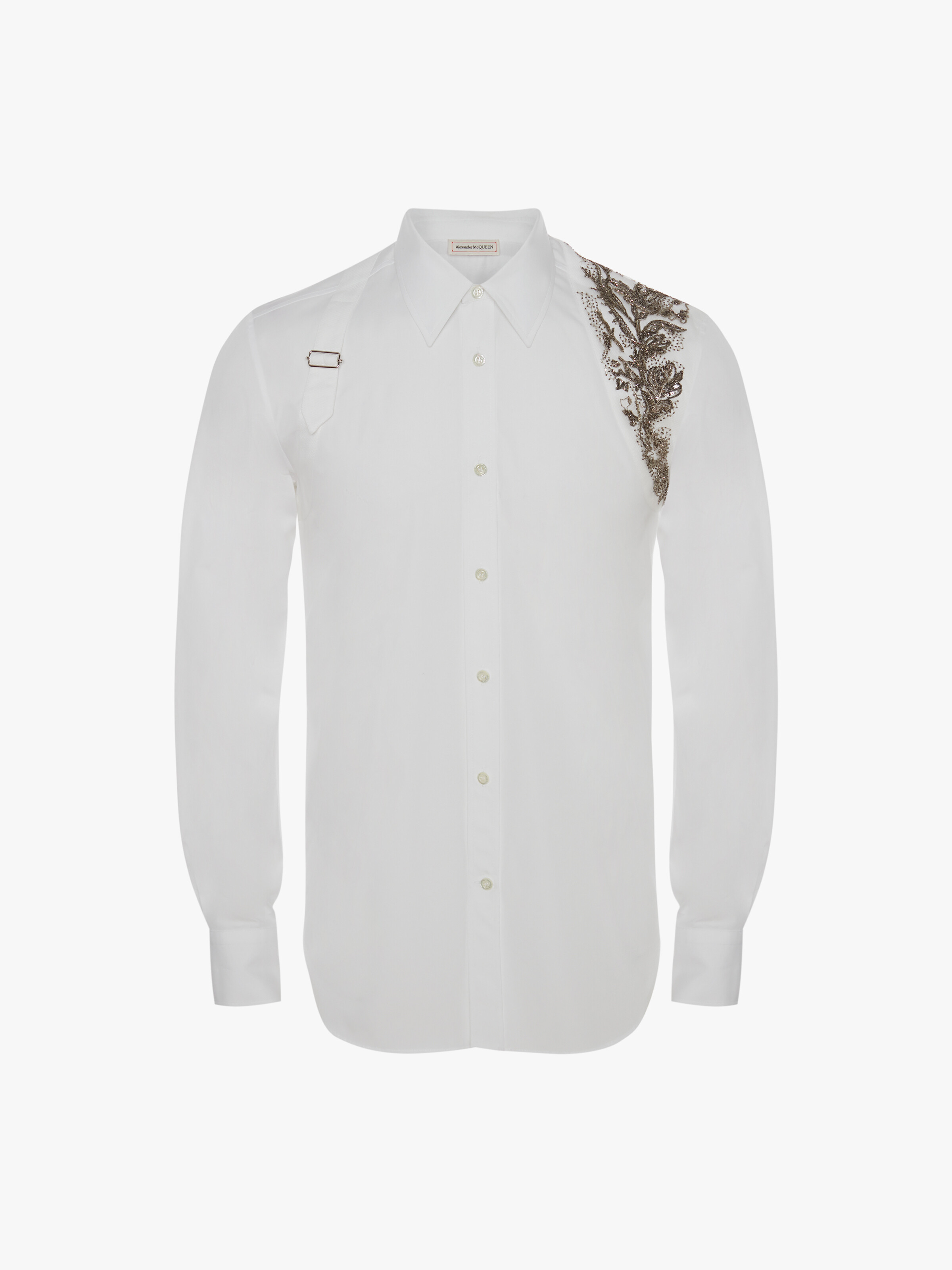 Men's Embellished Shirt in White in 100% Cotton | Alexander McQueen - image 1