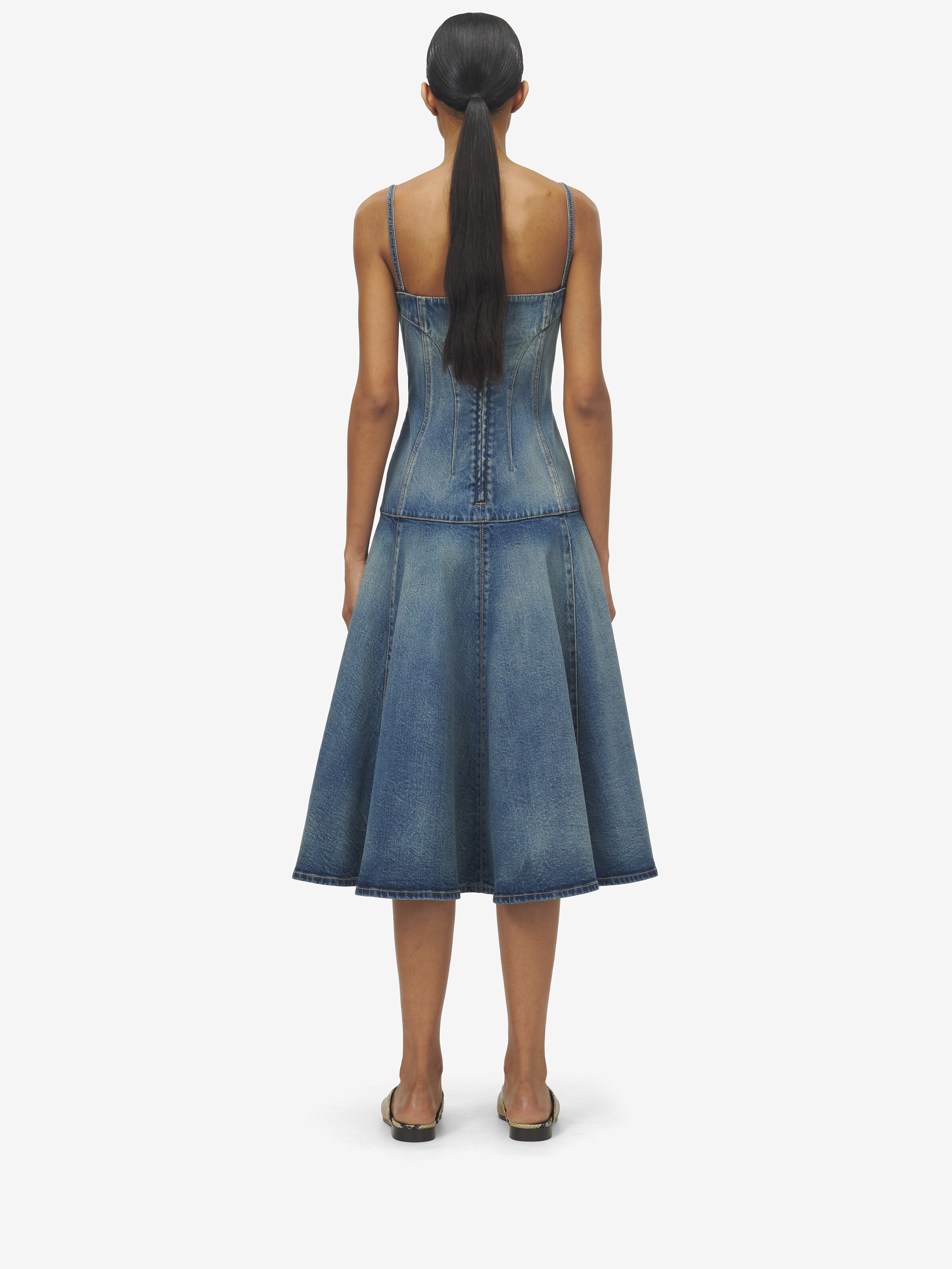 Stonewashed Denim Midi Dress