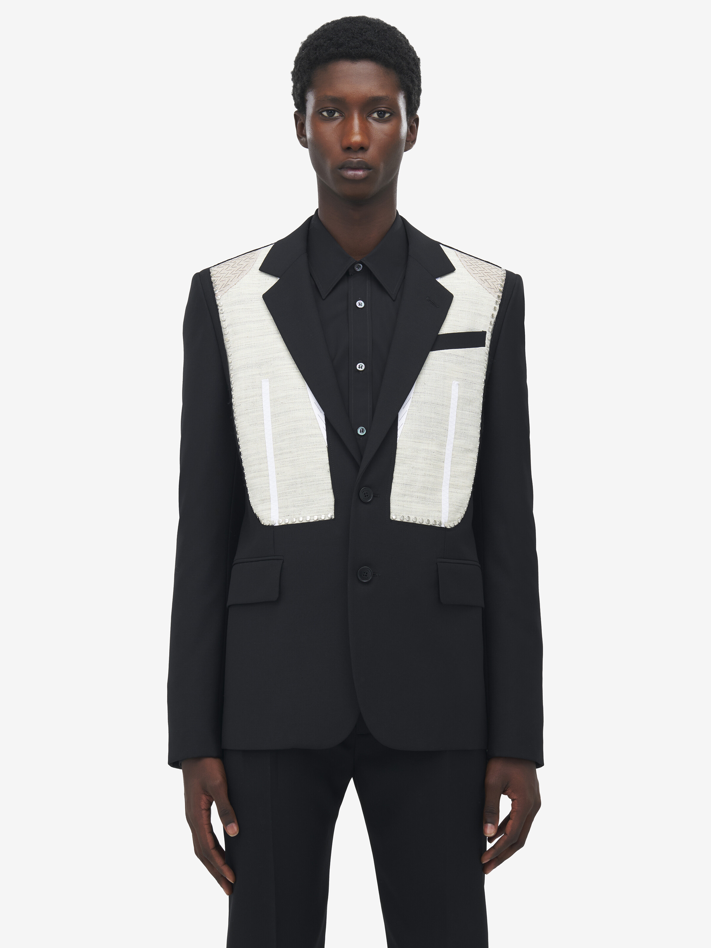 Canvas Detail Single-Breasted Jacket