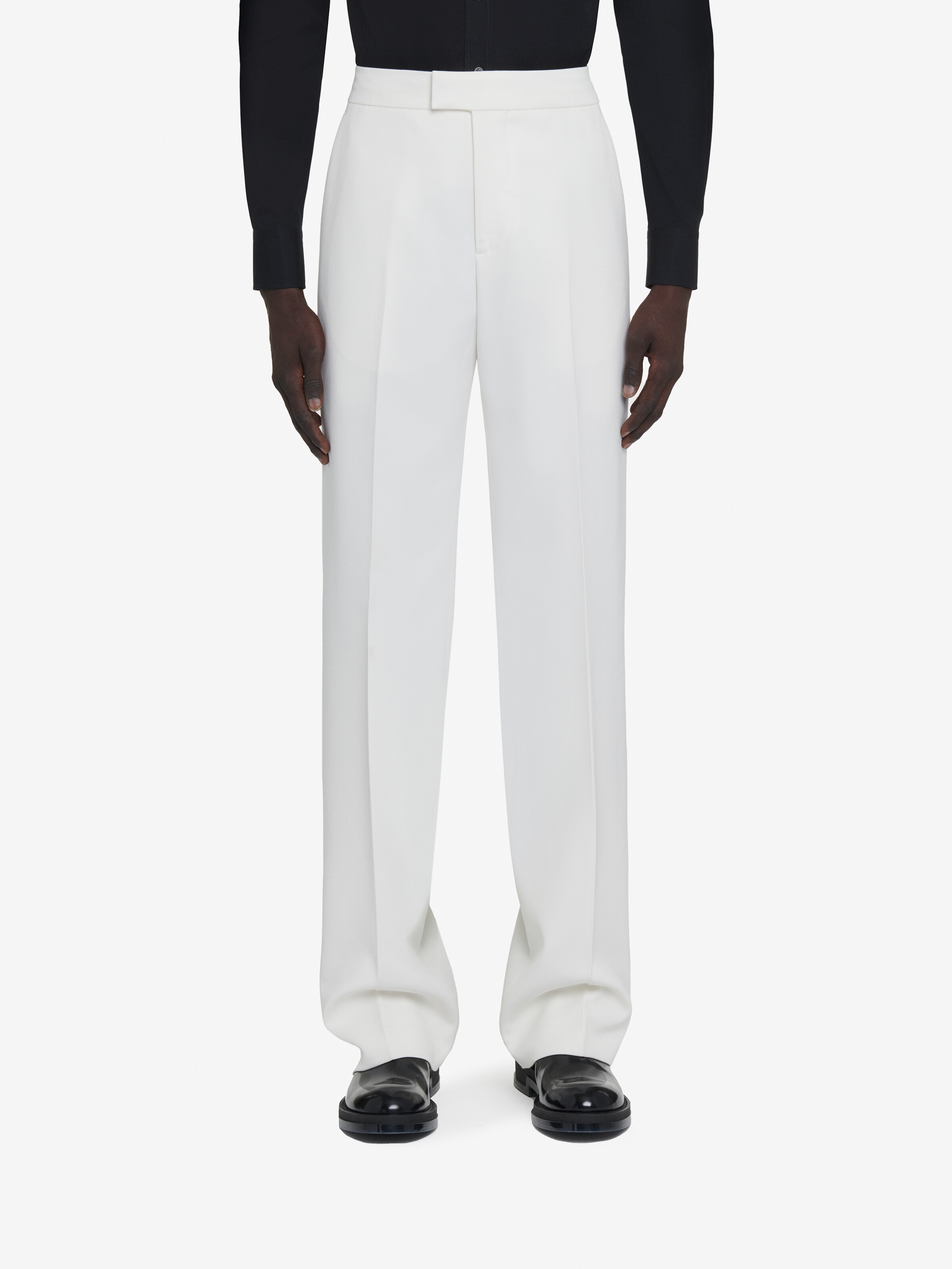Men's Wide Leg Trousers in Soft White in 100% Wool | Alexander McQueen - image 5