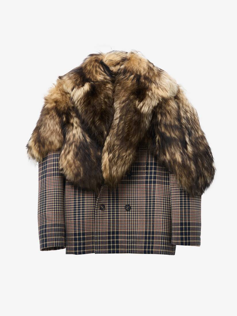 Shearling Stole Wool Peacoat