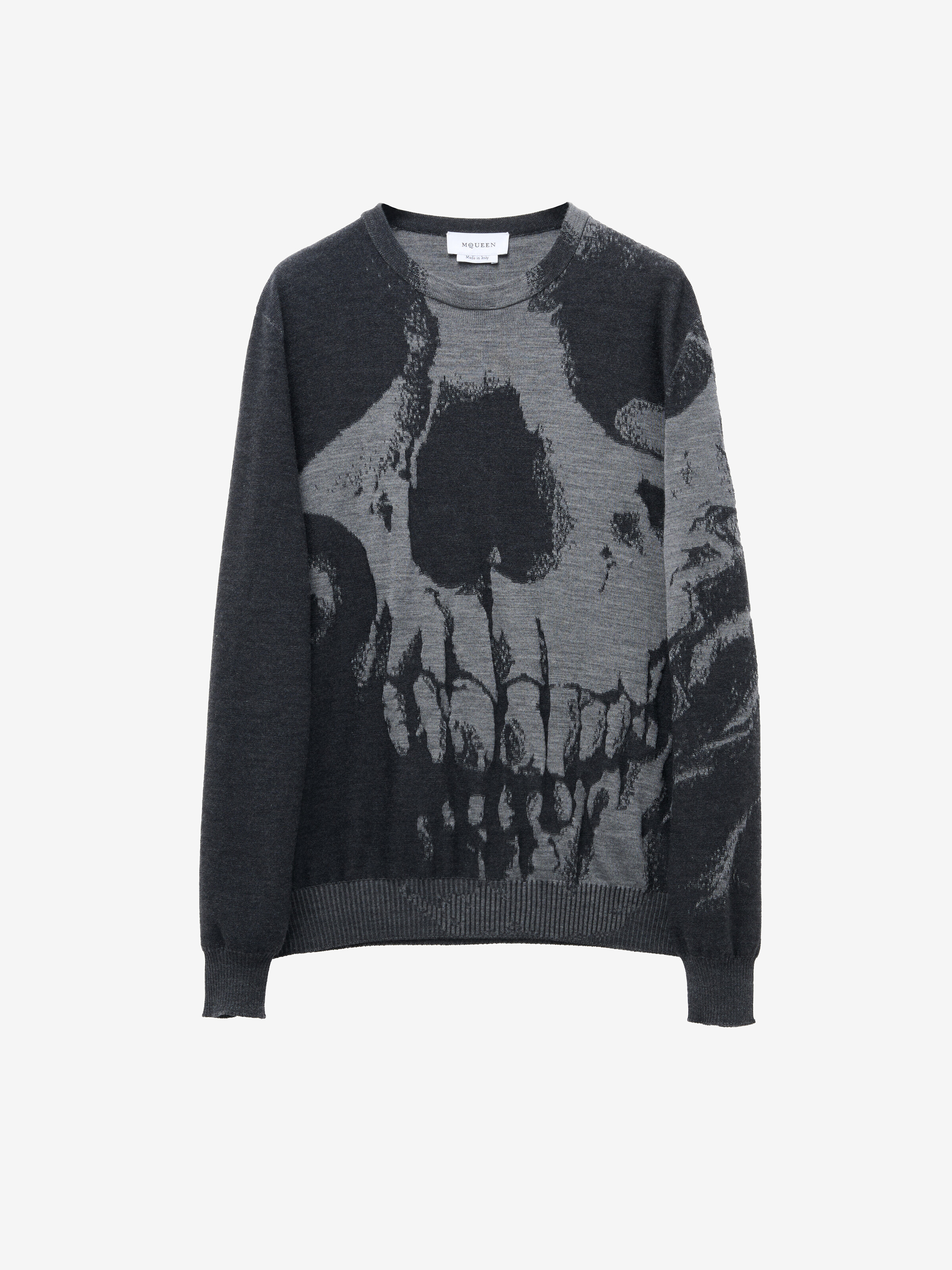 Men's Skull Sweater in Black/Grey in 100% Wool | Alexander McQueen - image 1