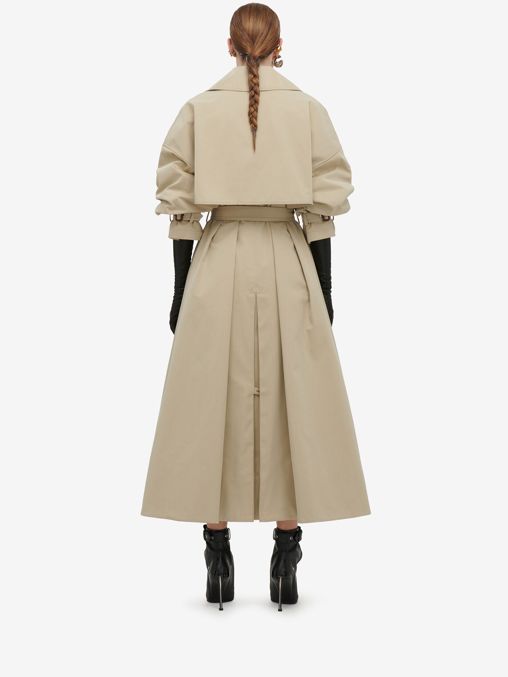 Cocoon Sleeve Trench Coat in Pale Beige | Alexander McQueen US