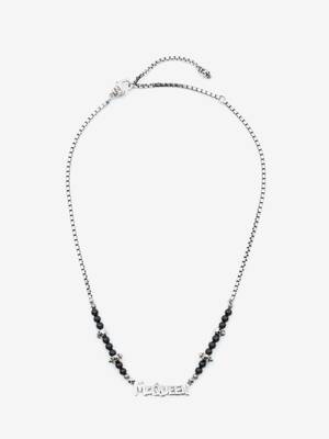 McQueen Graffiti Cut-Out Beaded Necklace